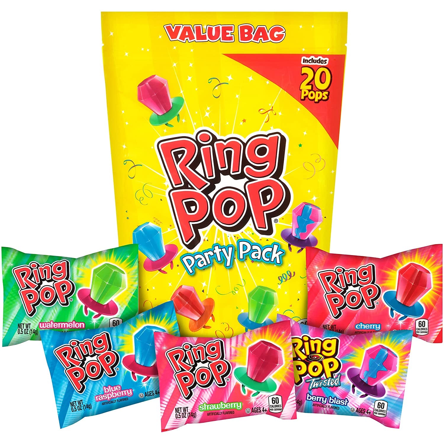 Candy Lollipops - Individually Wrapped Bulk Lollipop Variety Party Pack – 20 Count Suckers W/ Assorted Flavors - Fun Candy for Kids - Hard Candy for Party Favors, Birthdays & Goodie Bags