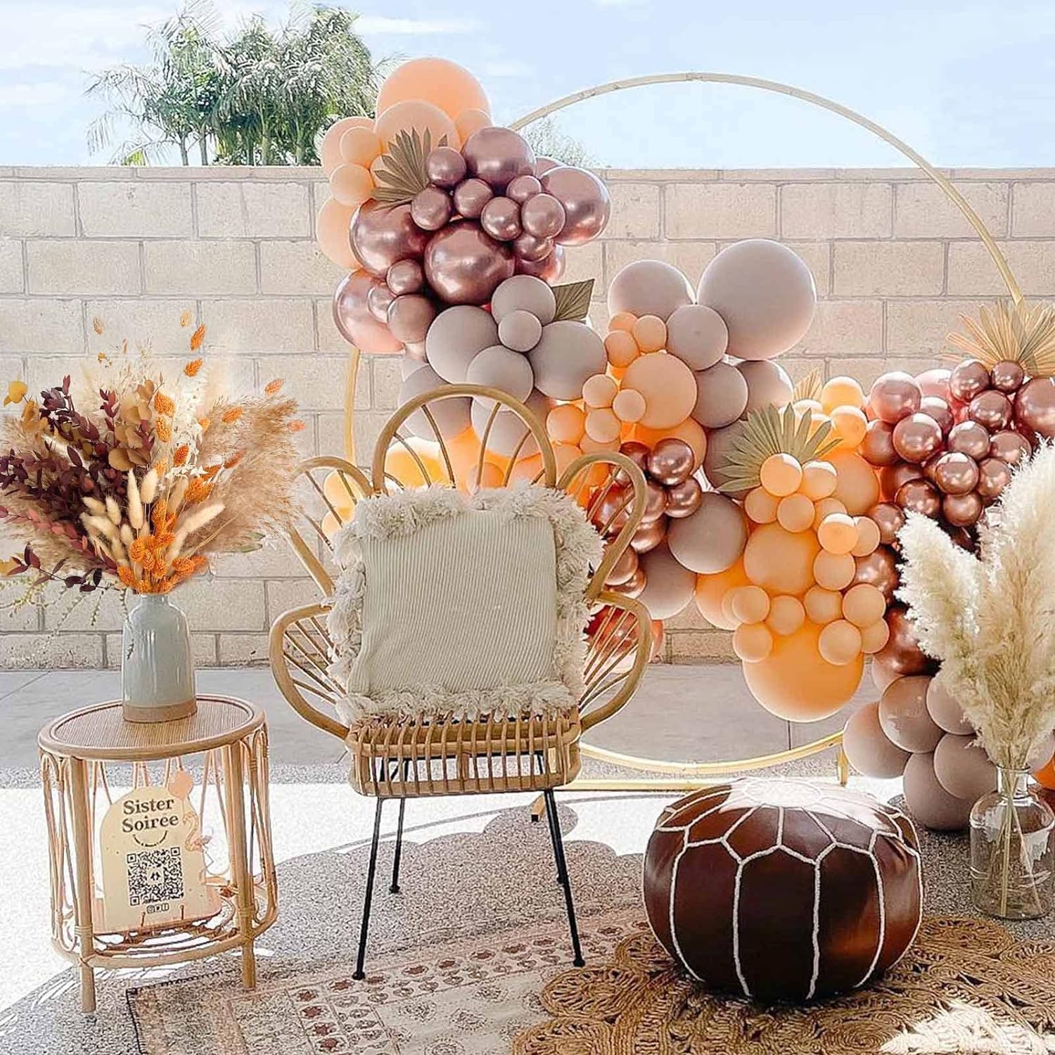 Fall Decor Autumn Decorations for Home Thanksgiving Table Boho Flowers Orange Pampas Grass Fluffy Dried Flower Bouquet Dry Pompas 17"-95-Pcs Pompous (Orange)