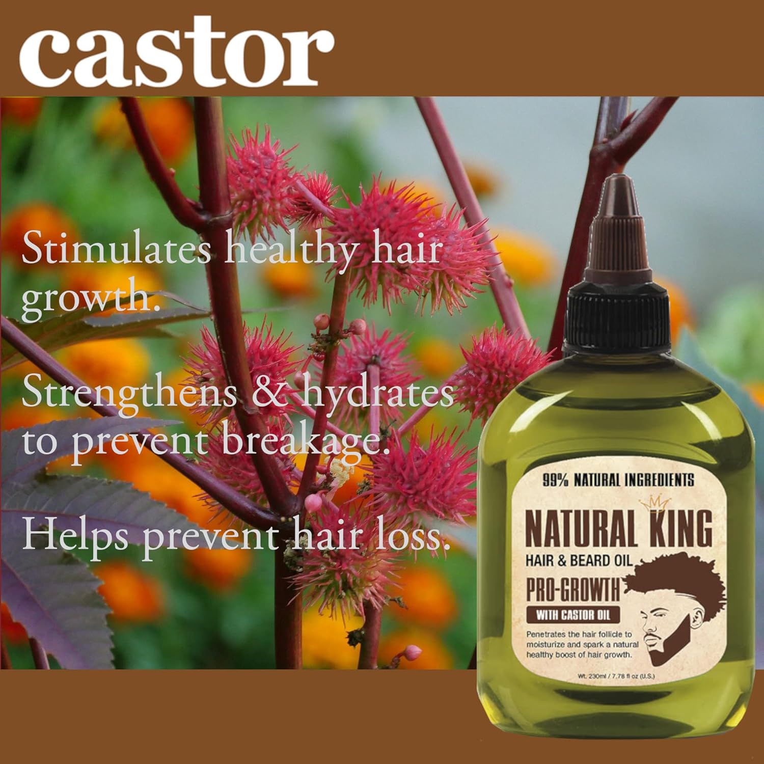 Natural King Pro-Growth Castor Hair & Beard Oil 7.1 Oz