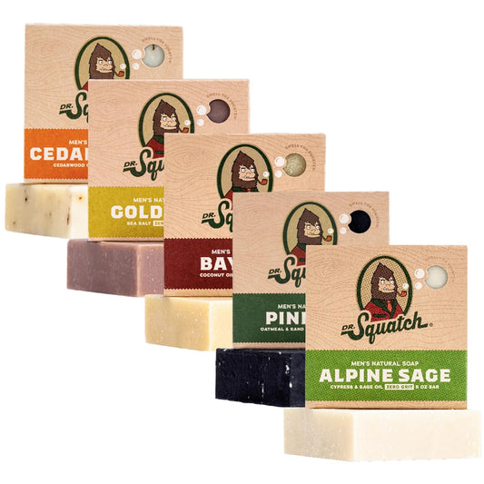 All Natural Bar Soap for Men, 5 Bar Variety Pack - Aloe, Cedar Citrus, Gold Moss, Pine Tar and Alpine Sage