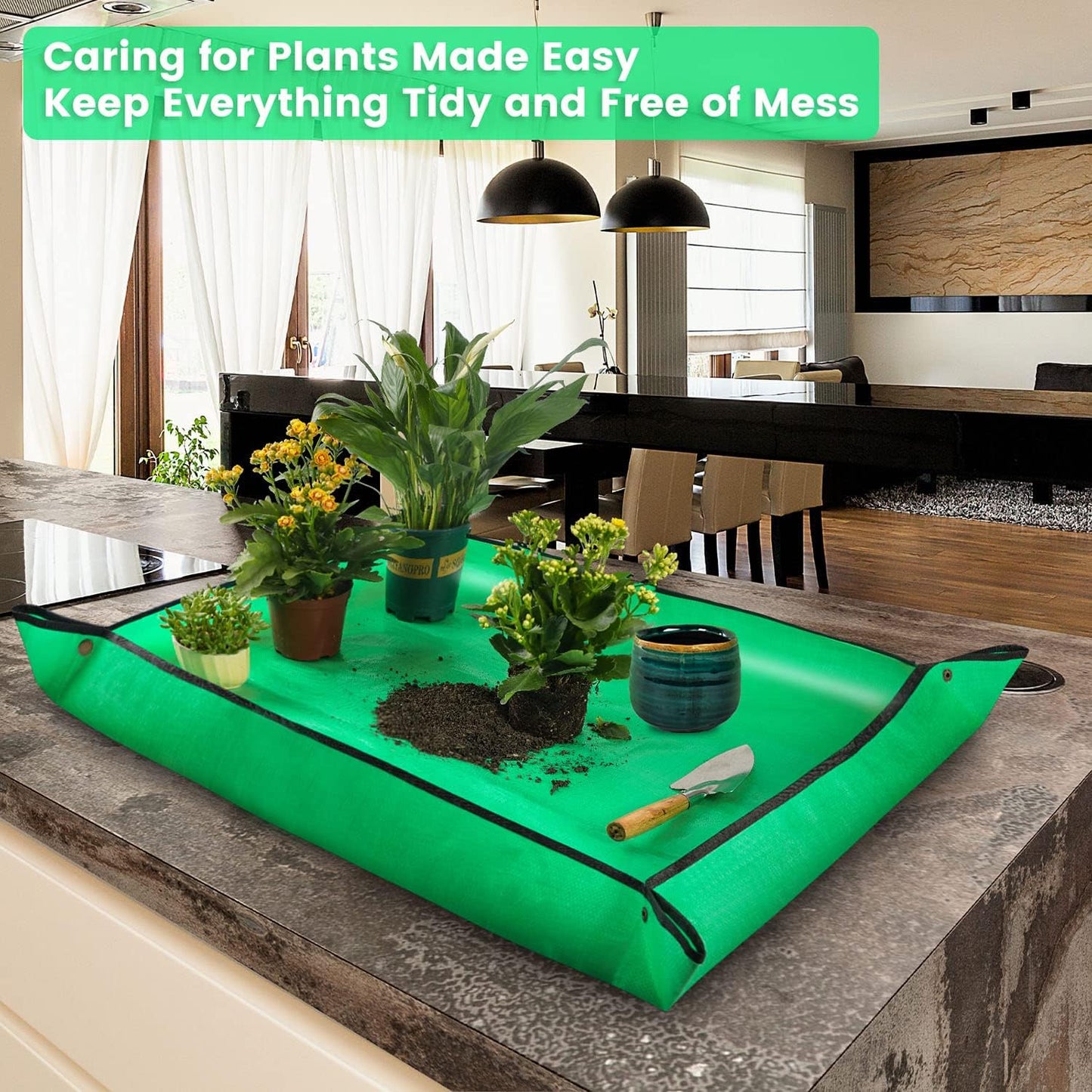 39.5" X 31.5" Large Repotting Mat for Indoor Plant Transplanting and Dirt Control - Portable Potting Tray for Gardening Lovers