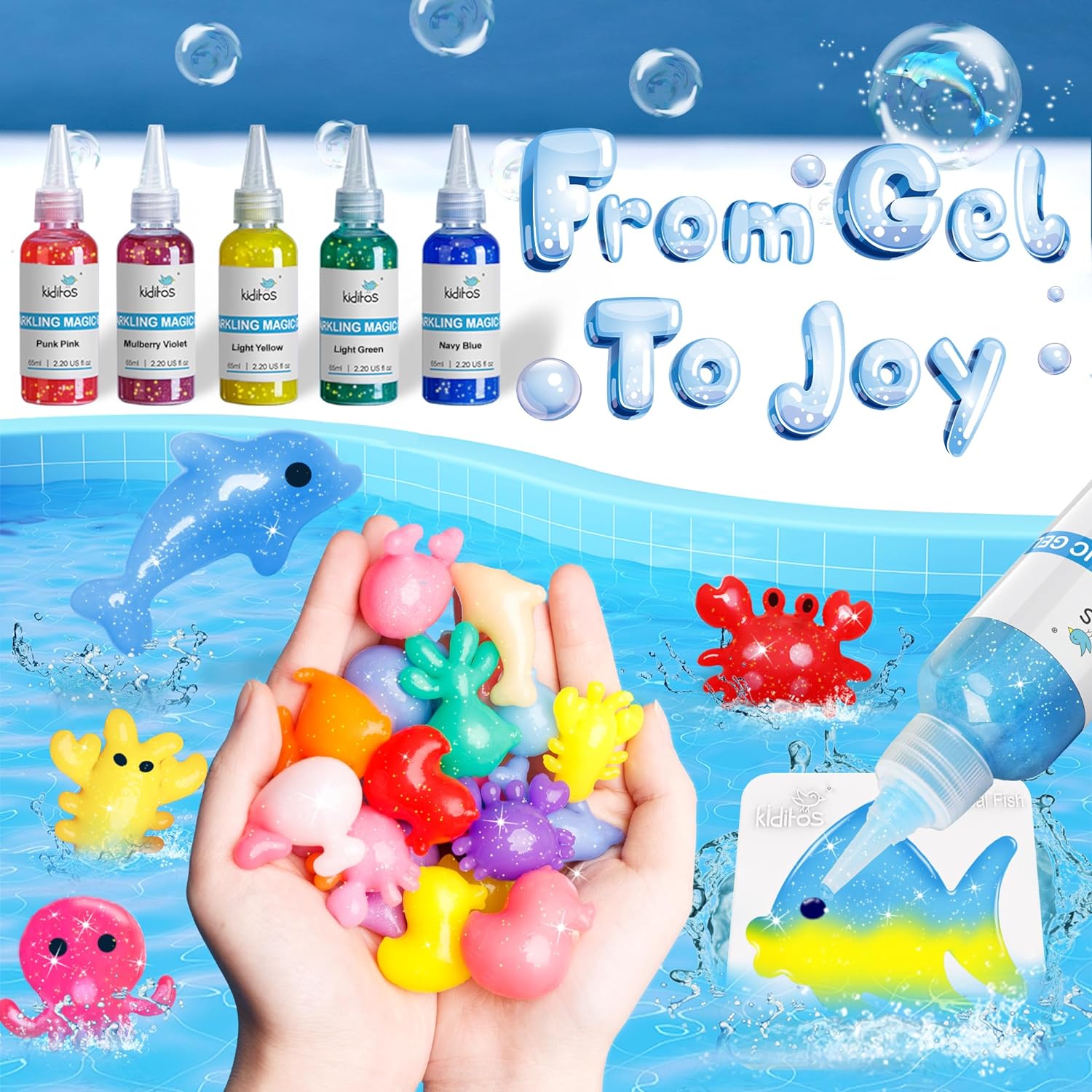 Magic Water Elf Toy Kit, Aqua Fairy Water Gel Kit with 20 Magic Gels, 10 Sea Creature Molds. Christmas Gifts, Birthday Gifts, Party Favors, Arts & Crafts DIY STEM Kits for Kids(20 Colors)