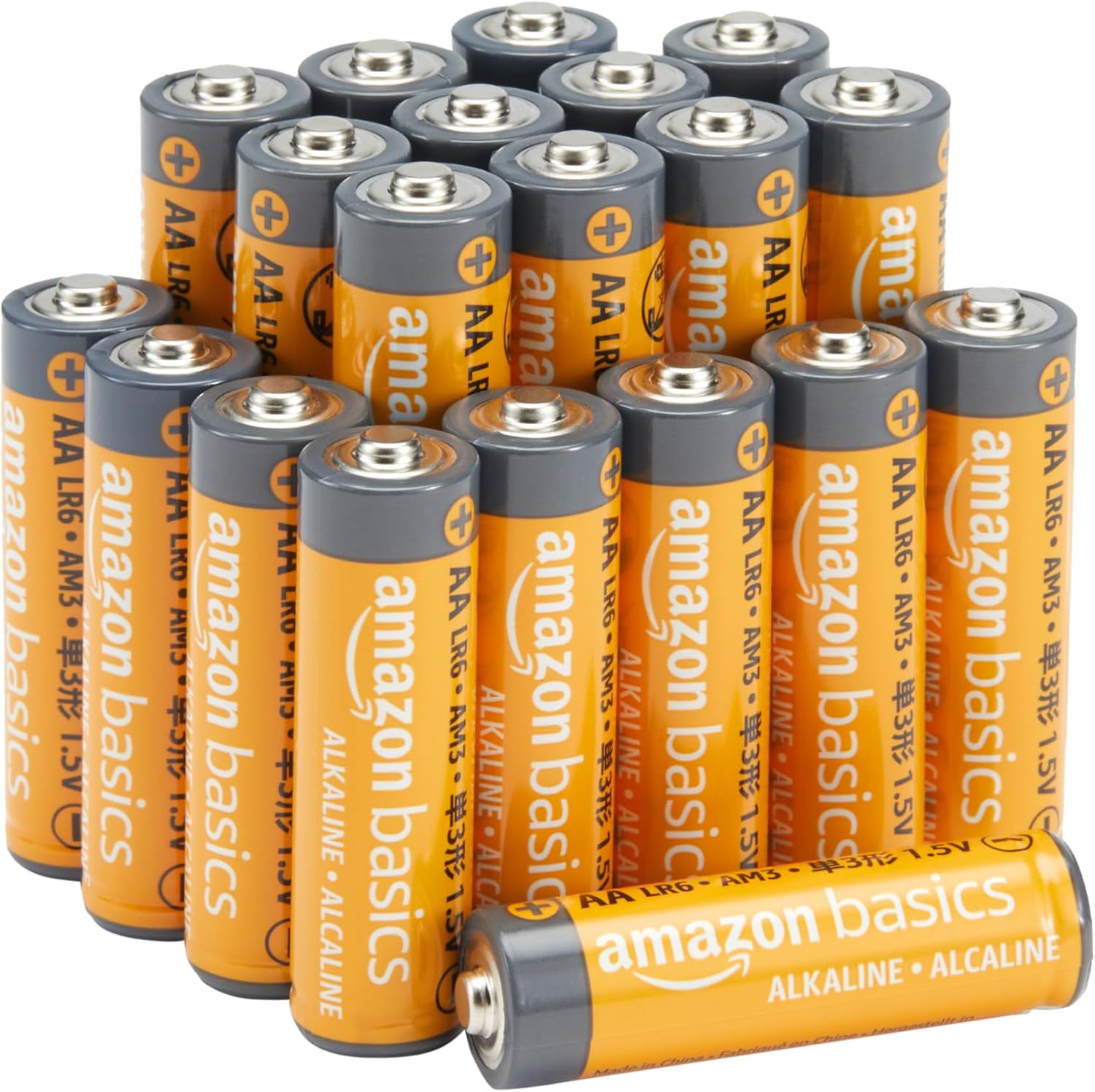 20-Pack AA Alkaline High-Performance Batteries, 1.5 Volt, 10-Year Shelf Life