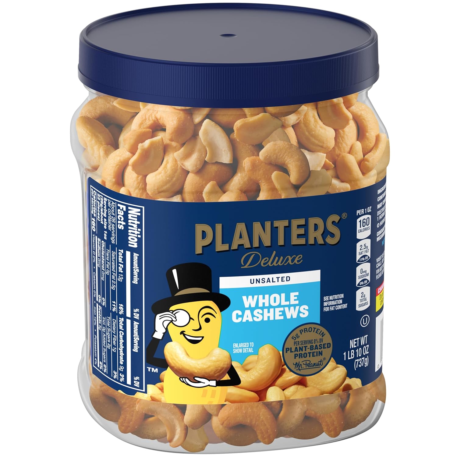 Unsalted Premium Cashews, 26 OZ