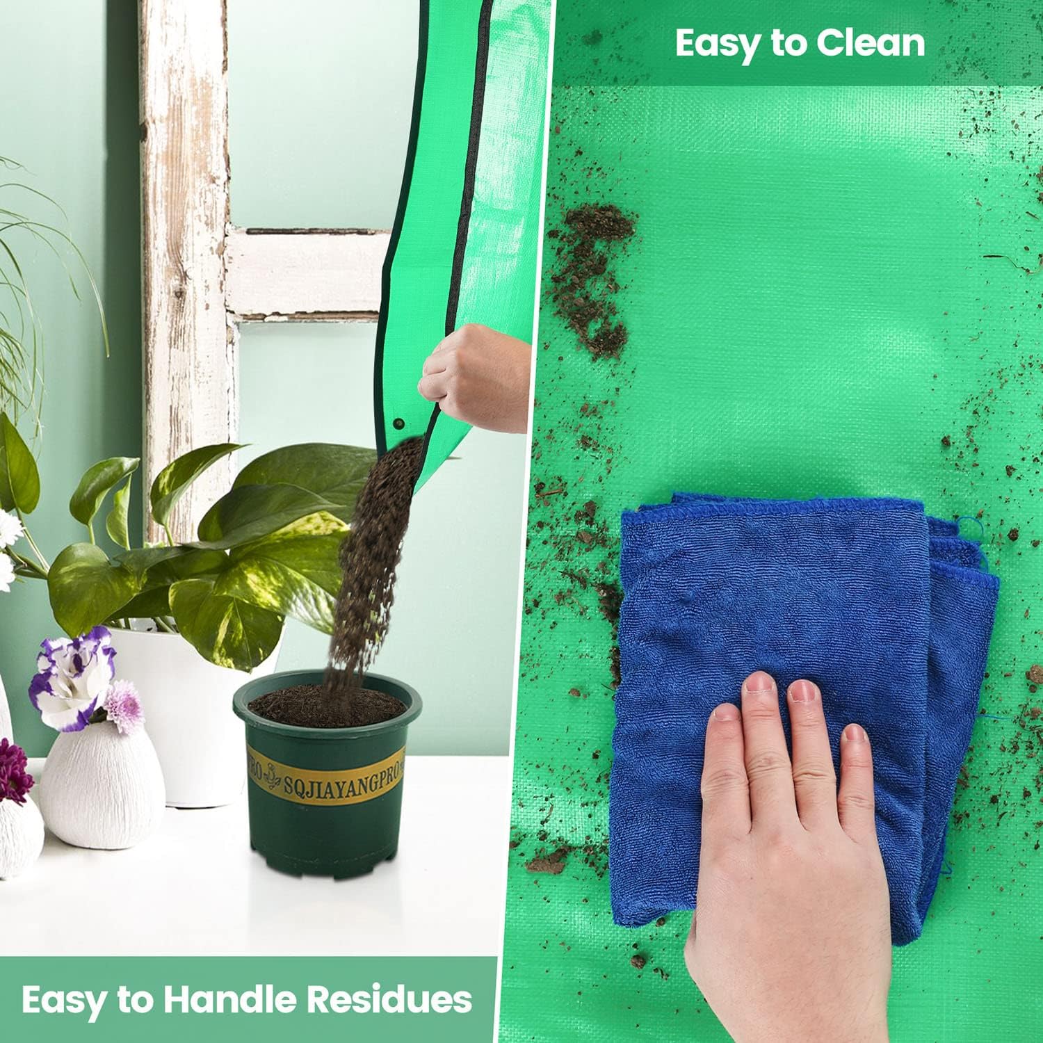 39.5" X 31.5" Large Repotting Mat for Indoor Plant Transplanting and Dirt Control - Portable Potting Tray for Gardening Lovers