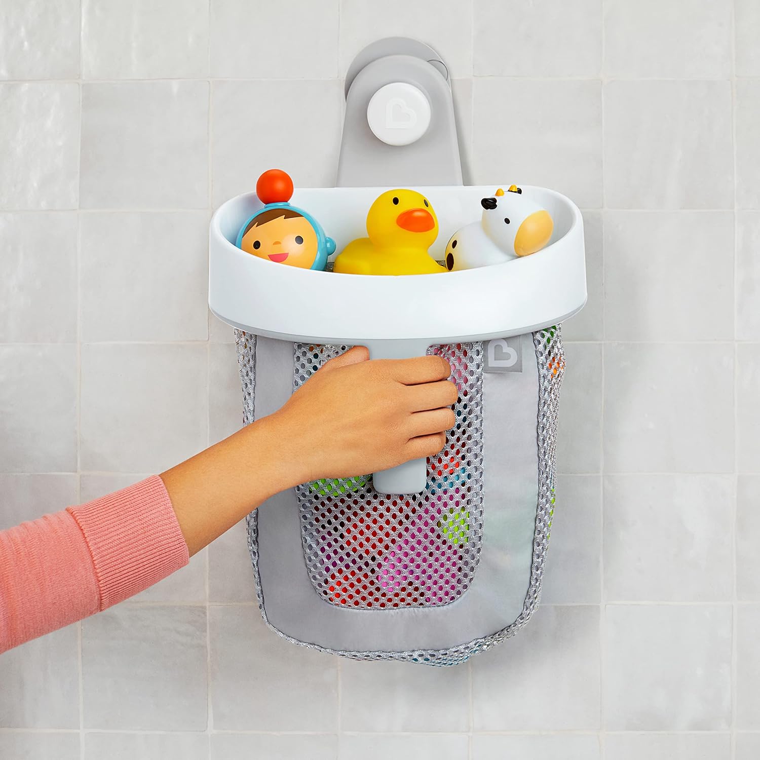 ® Super Scoop™ Hanging Bath Toy Storage with Quick Drying Mesh, Grey