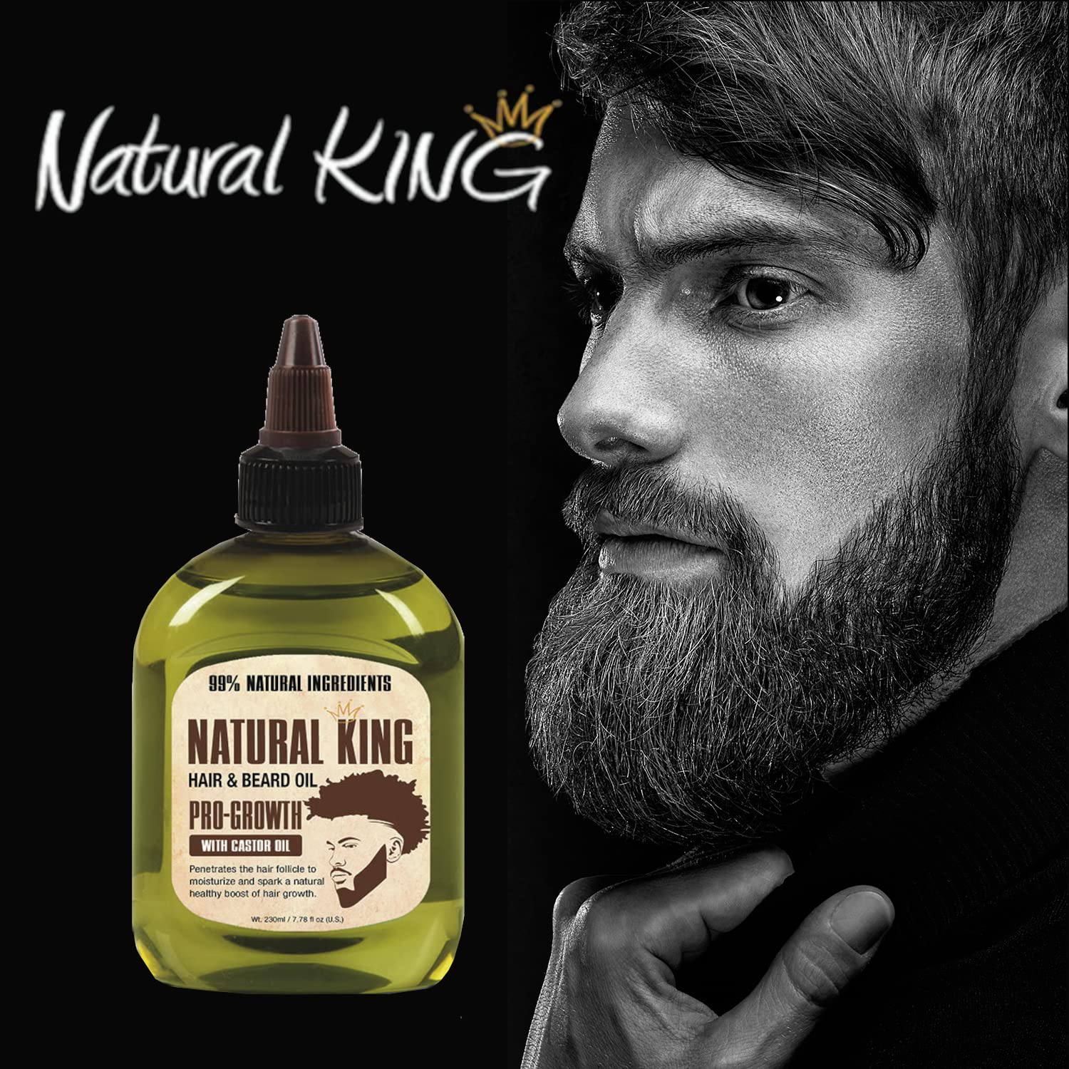 Natural King Pro-Growth Castor Hair & Beard Oil 7.1 Oz