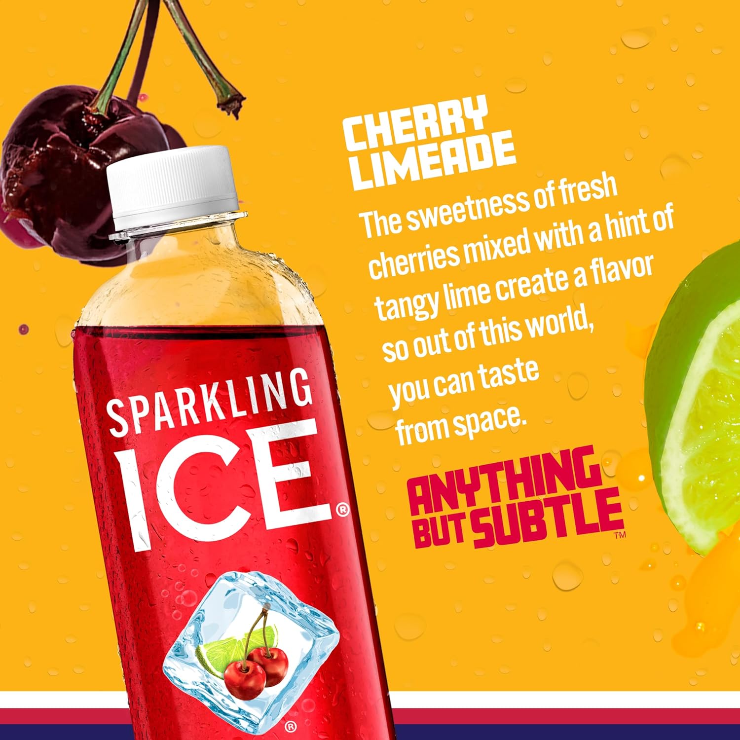 , Cherry Limeade Sparkling Water, Zero Sugar Flavored Water, with Vitamins and Antioxidants, Low Calorie Beverage, 17 Fl Oz Bottles (Pack of 12)