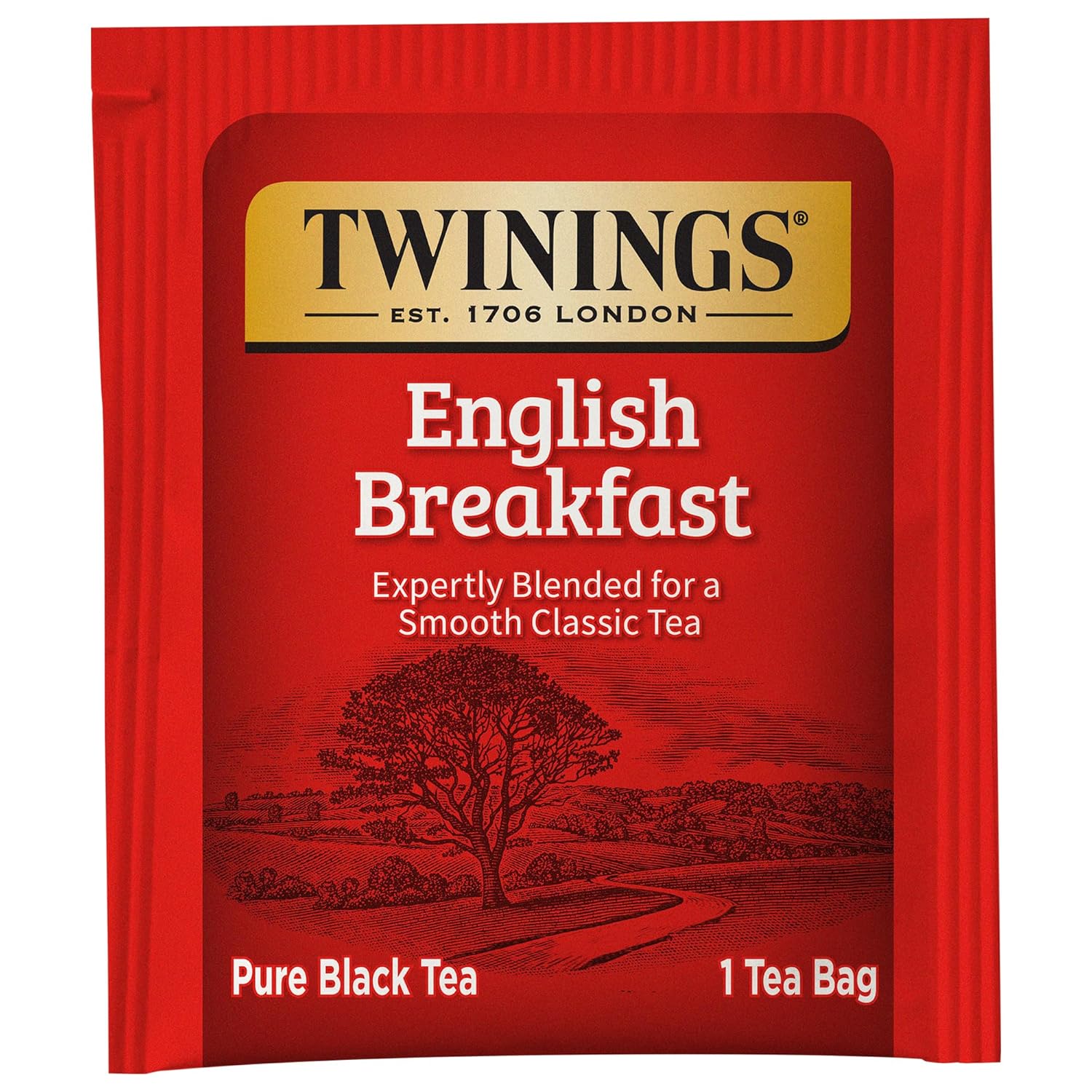 English Breakfast Black Tea Individually Wrapped Bags, 100 Count (Pack of 1), Smooth, Flavourful, and Robust, Caffeinated, Enjoy Hot or Iced | Packaging May Vary