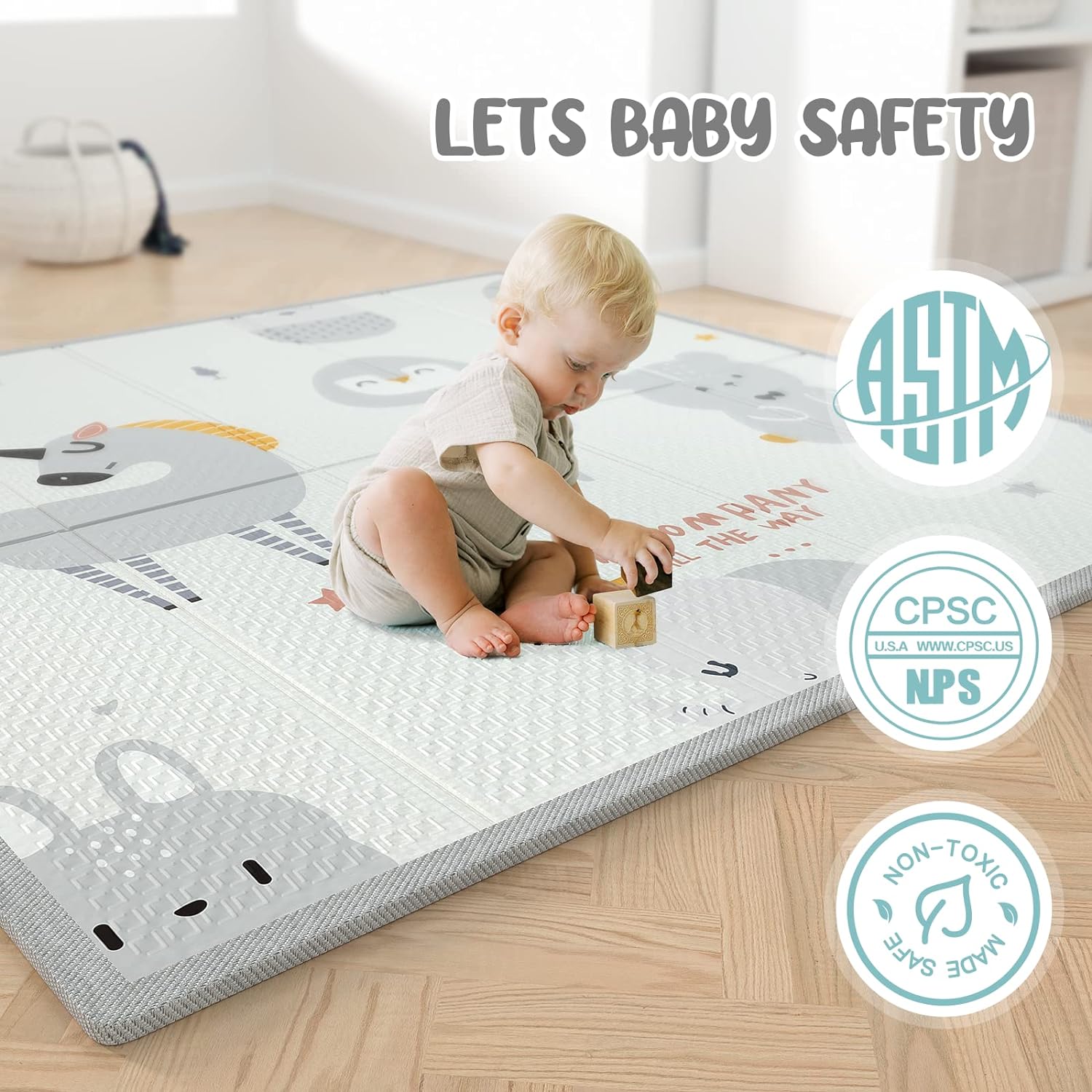 Baby Playpen for Babies and Toddlers | 47" x 47" Grey Play Pen with Mat