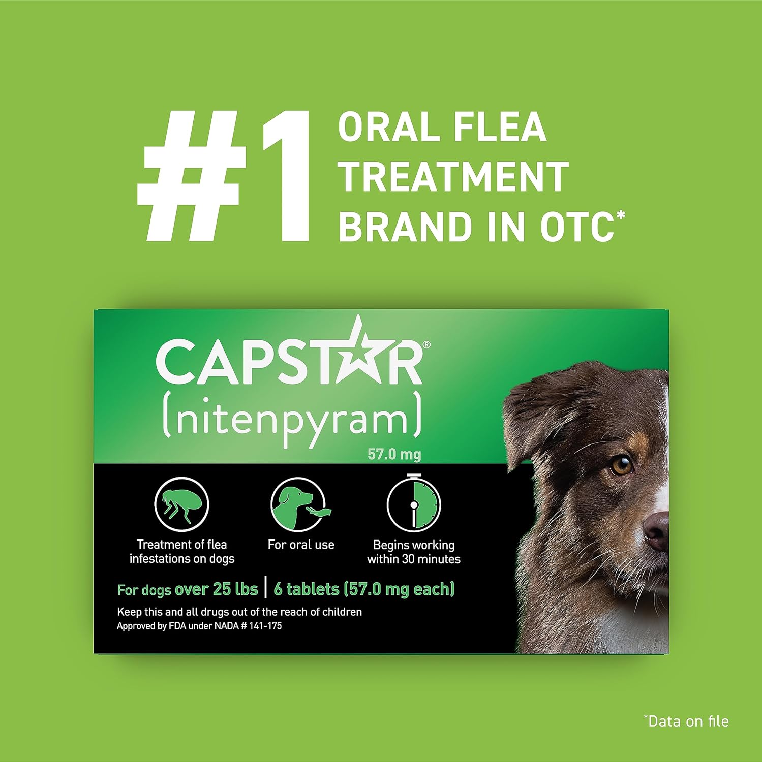 (Nitenpyram) for Dogs, Fast-Acting Oral Flea Treatment for Dogs over 25+ Lbs, Vet-Recommended Flea Medication Tablets Start Killing Fleas in 30 Minutes, 6 Doses