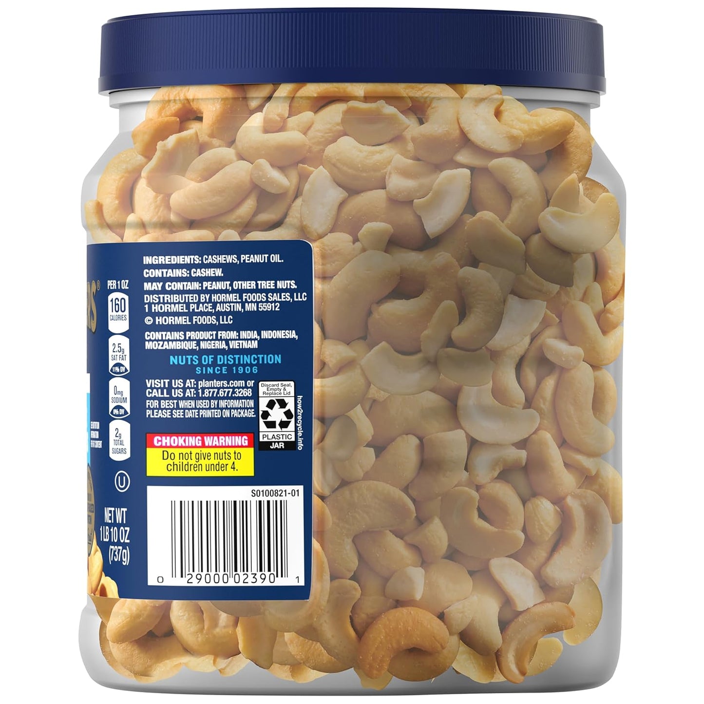 Unsalted Premium Cashews, 26 OZ