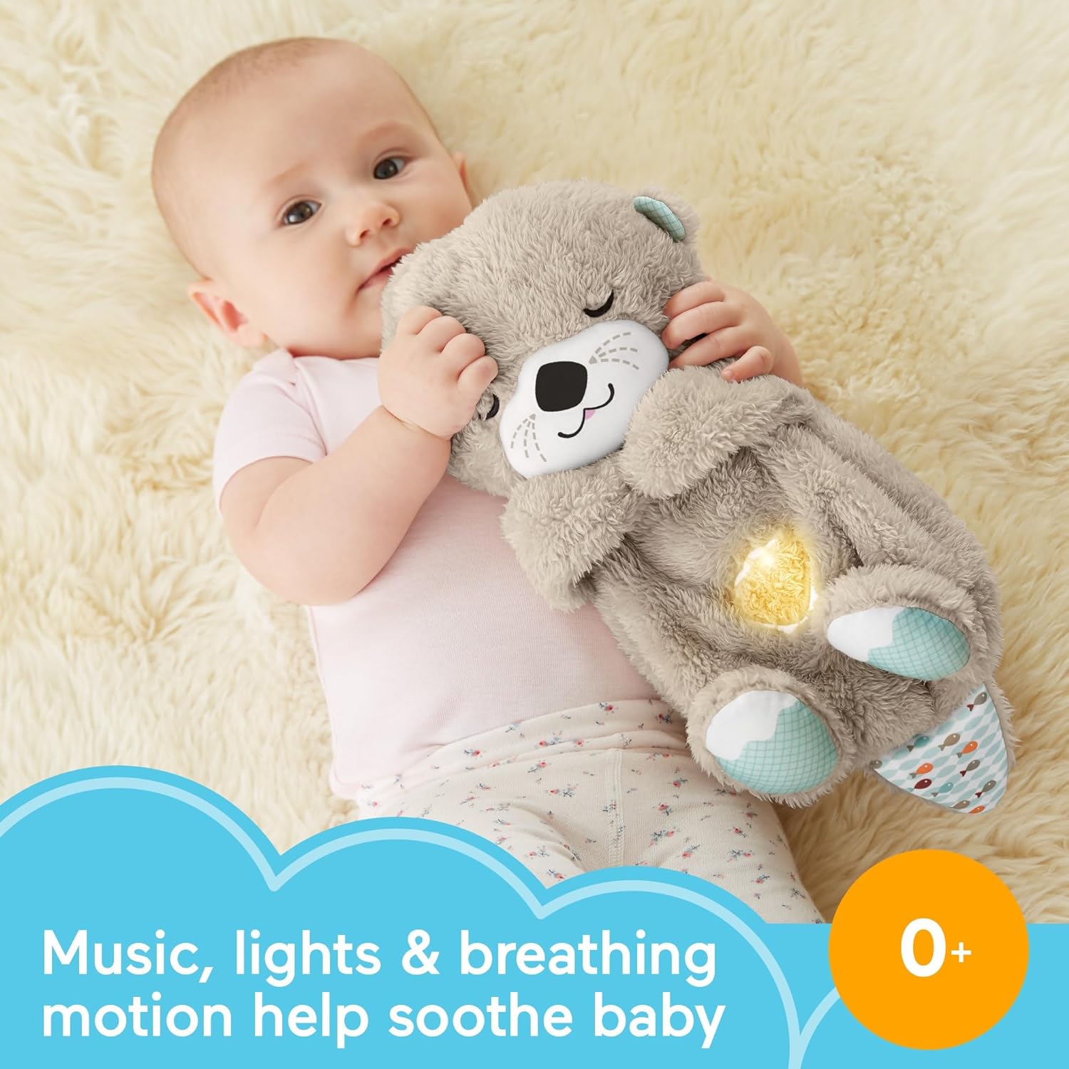 Baby Toy Soothe 'N Snuggle Otter Portable Plush Sound Machine with Music Lights & Breathing Motion for Newborns 0+ Months