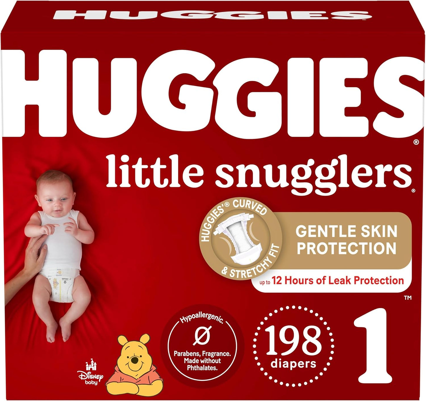 Baby Diapers Size 1 (8-14 Lbs), 198Ct,  Little Snugglers Newborn Diapers