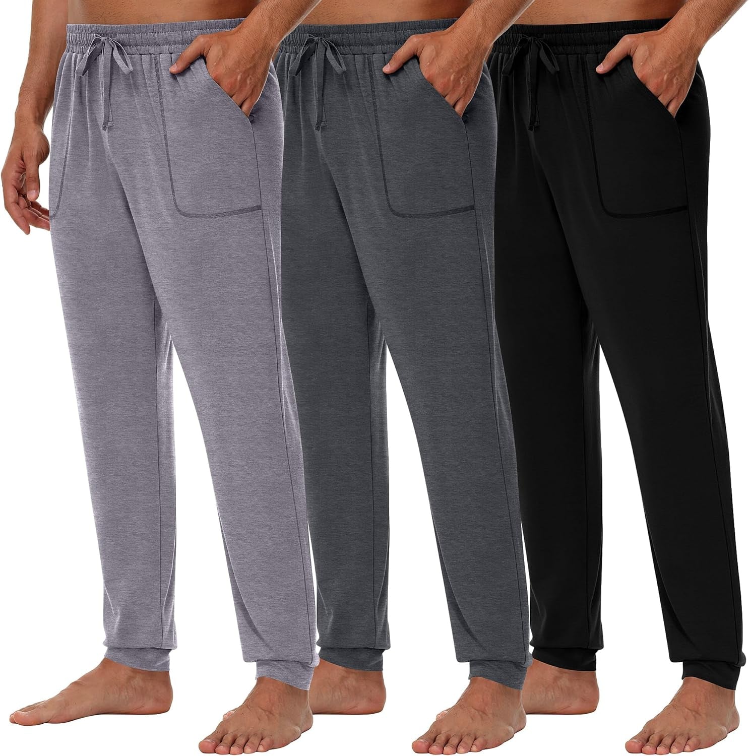 3 Pack Men'S Joggers, Soft Sweatpants with Pockets Lightweight Lounge Pajama Pants for Men Casual, Running, Workout