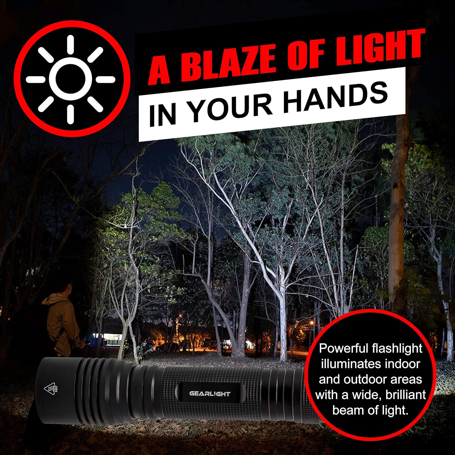 S2000 LED Flashlight High Lumens - Super Bright, Powerful, Mid-Size Tactical Flashlight for Outdoor Activity & Emergency Use