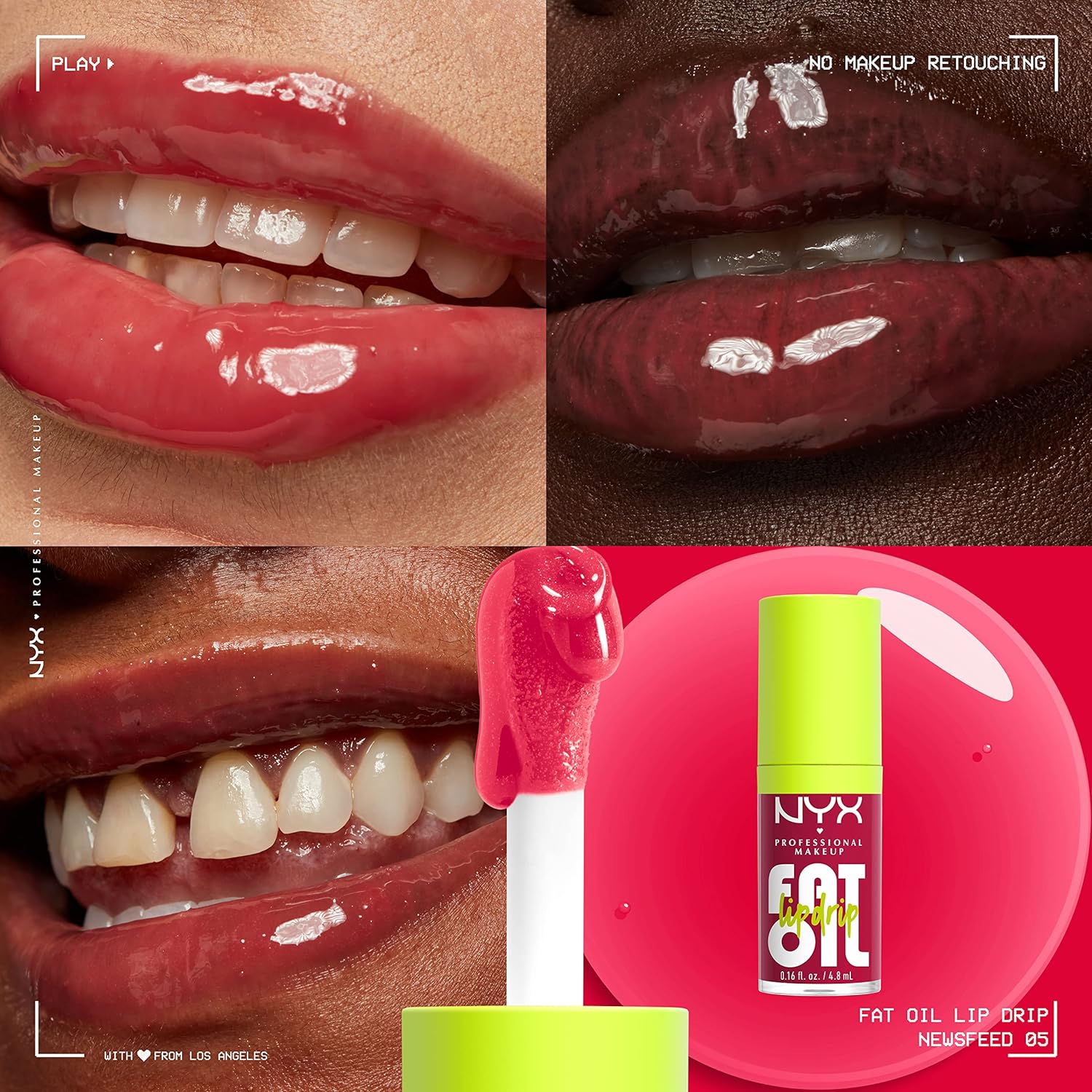 Fat Oil Lip Drip, Moisturizing, Shiny and Vegan Tinted Lip Gloss - Newsfeed (Rose Nude)