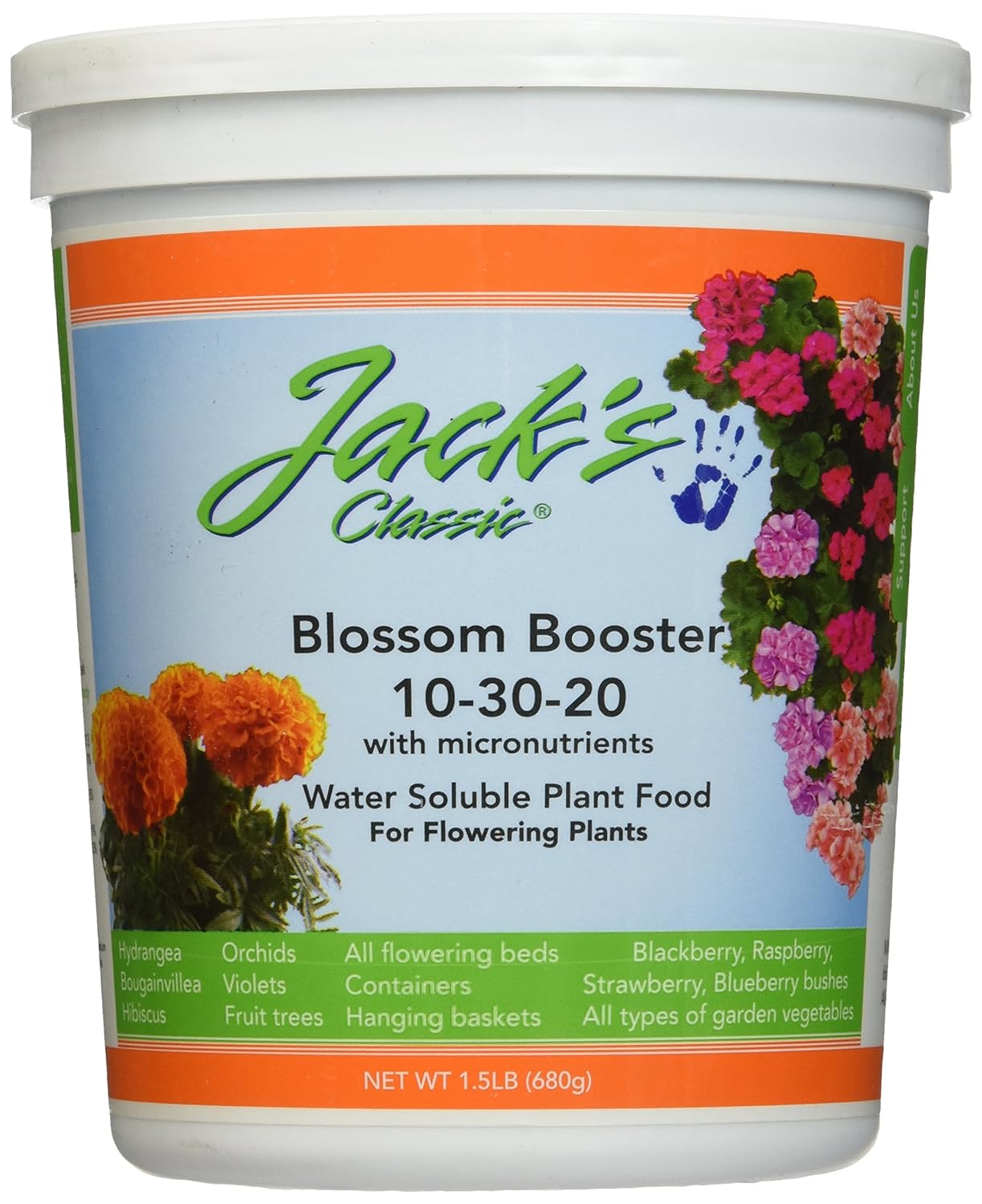 10-30-20 Blossom Booster Water-Soluble Fertilizer with Micronutrients for Increasing Color and Quantity of Blooms in Flowering Plants, 1.5Lbs