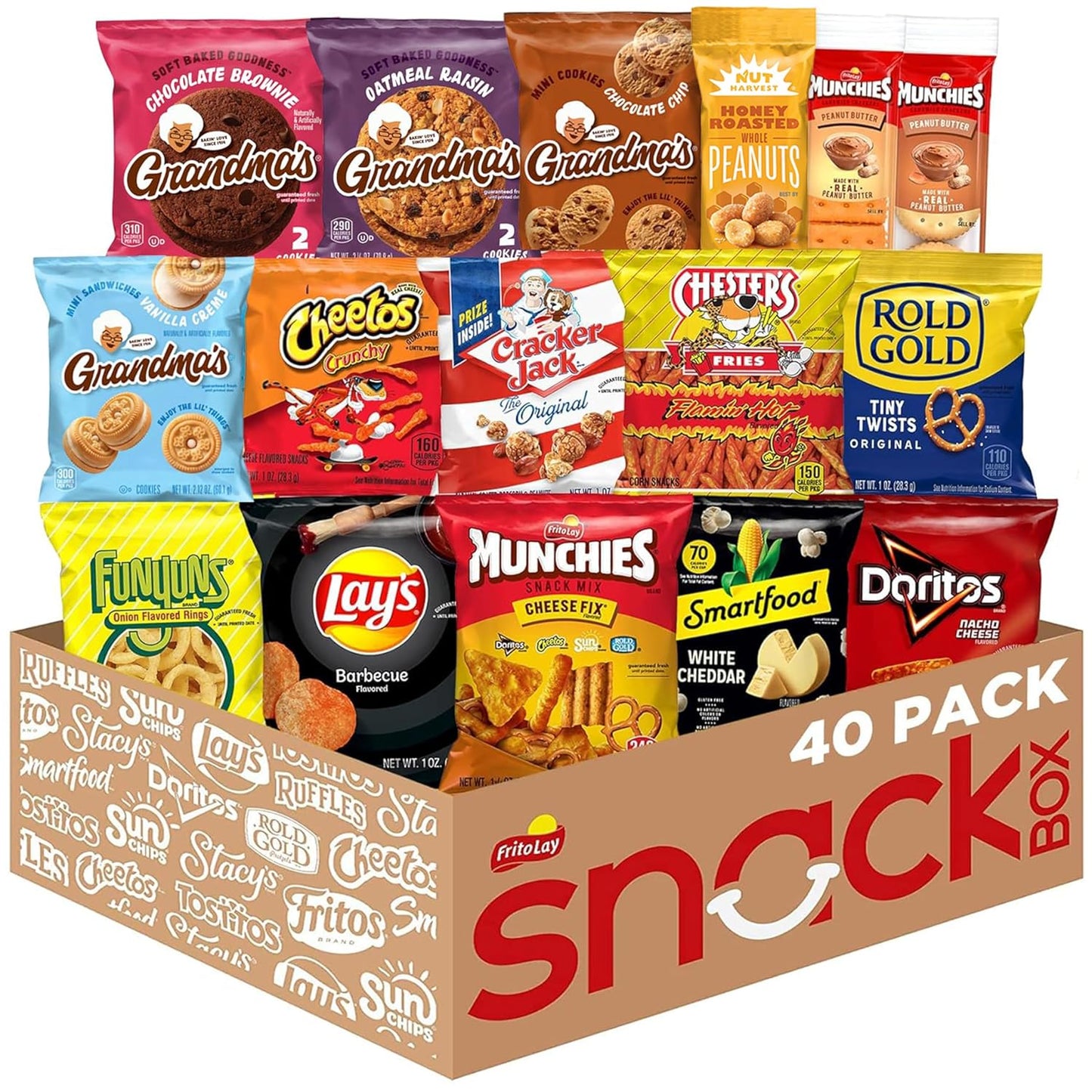 Ultimate Snack Care Package, Variety Assortment of Chips, Cookies, Crackers & More, (Pack of 40)