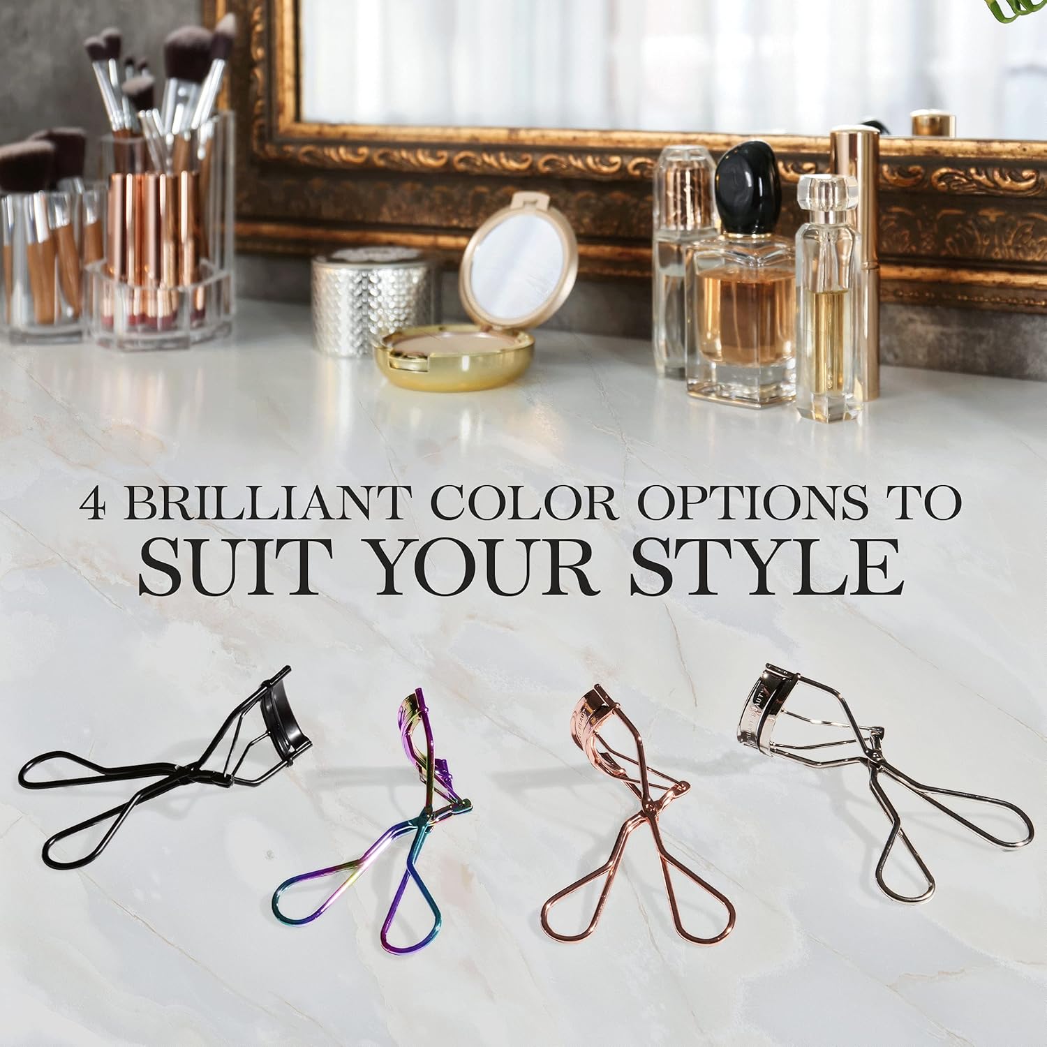 Eyelash Curler with Satin Bag & Refill Pads - Award Winning - No Pinching, Just Dramatically Curled Eyelashes for a Lash Lift in Seconds (Rose Gold)