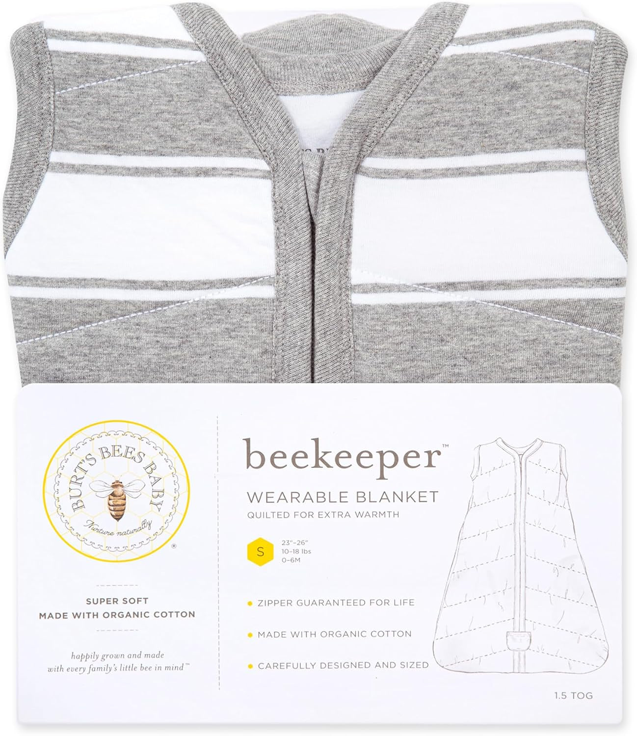 Beekeeper Infant Wearable Blanket, 100% Organic Cotton Unisex, Girl, Boy Swaddle Transition Sack - Light Weight 0.5 TOG or Medium Weight 1.5 TOG - Newborn Essentials Sleep Clothes