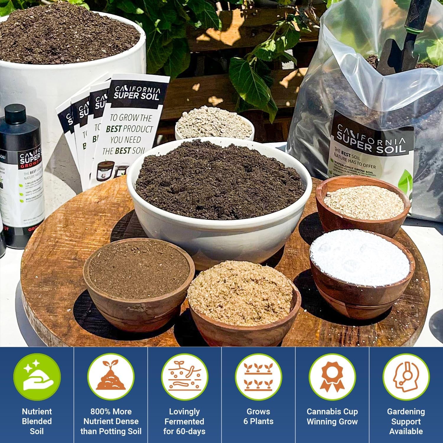 California Super Soil Premium 100% Organic Super Soil - 18+ Nutrient Blend - Living Soil Technology - Potting and Garden Soil for Indoor Grow Kit - 18Lbs Bag - Grows 6 Plants