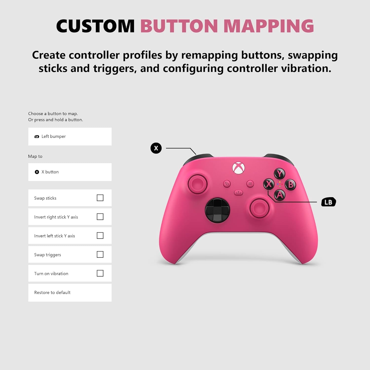 Core Wireless Gaming Controller – Deep Pink –  Series X|S,  One, Windows PC, Android, and Ios