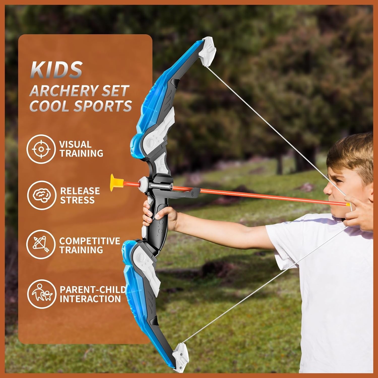 2 Pack Set Bow and Arrow Archery Toy for Kids, LED Light up with 20 Suction Cup Arrows Target & Quiver, Outdoor Toys Kids Boys Girls Ages 3-12 Years Old