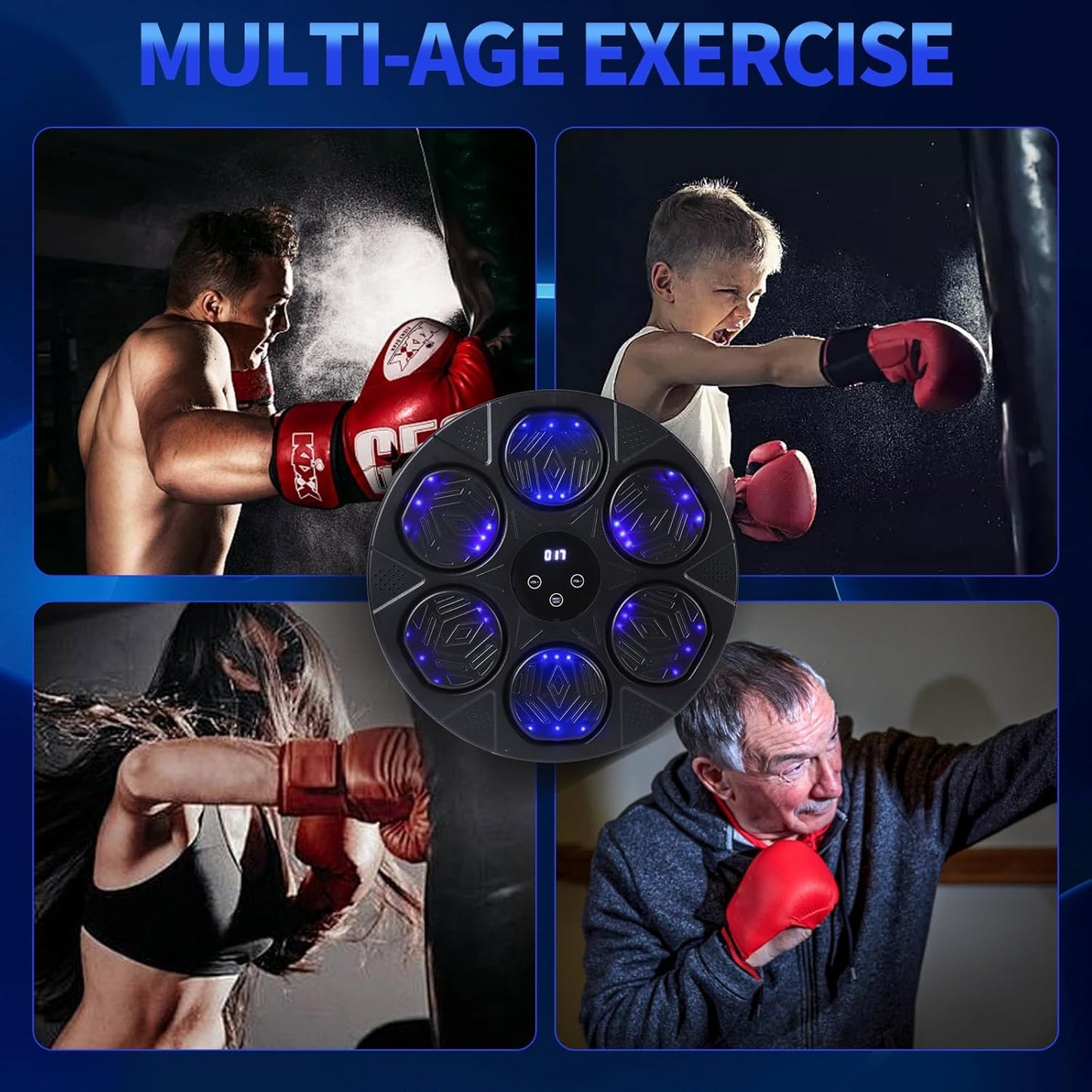 Music Boxing Machine, Smart Bluetooth Boxing Trainer with Boxing Gloves, Boxing Wall Mount Machine with LED Electronic Wall Mounted,Boxing Target Workout Equipment for Home, Office, Gym(Newest)