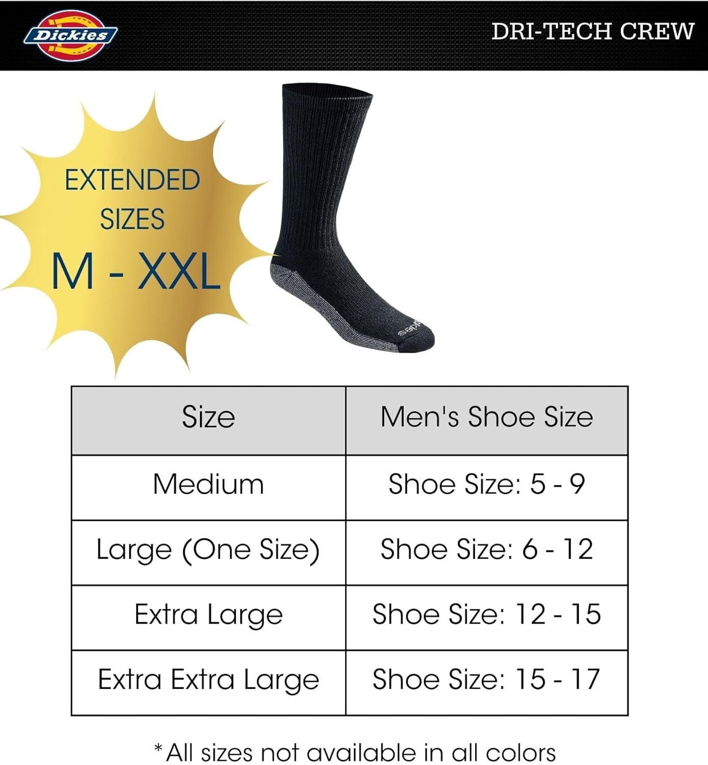 Men'S Dri-Tech Moisture Control Crew Socks Multipack, Available in M-XXL