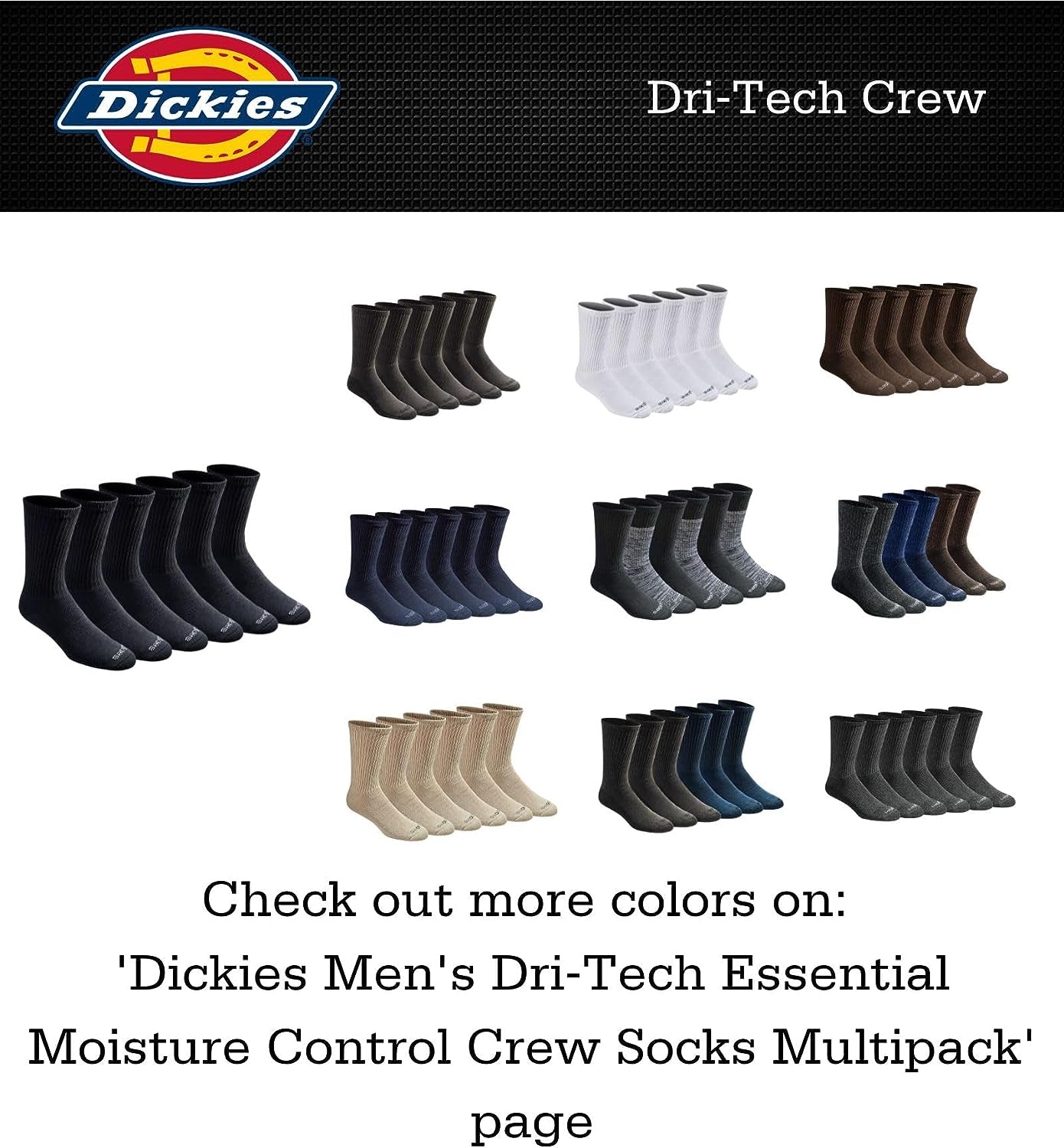 Men'S Dri-Tech Moisture Control Crew Socks Multipack, Available in M-XXL