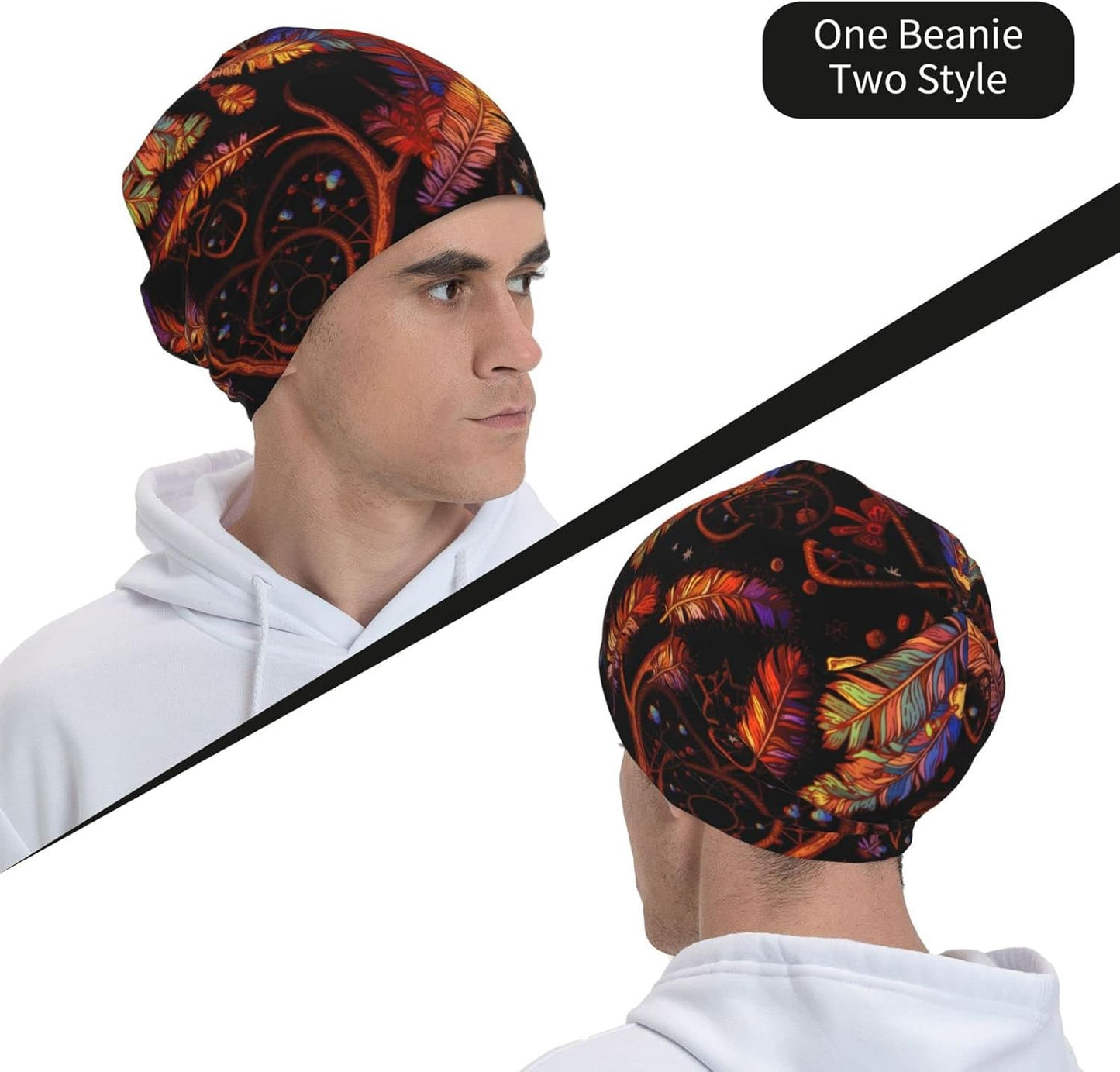 Indian Native American Beanie Hats for Men Women Fashion Headwear Soft Stretch Skull Cap