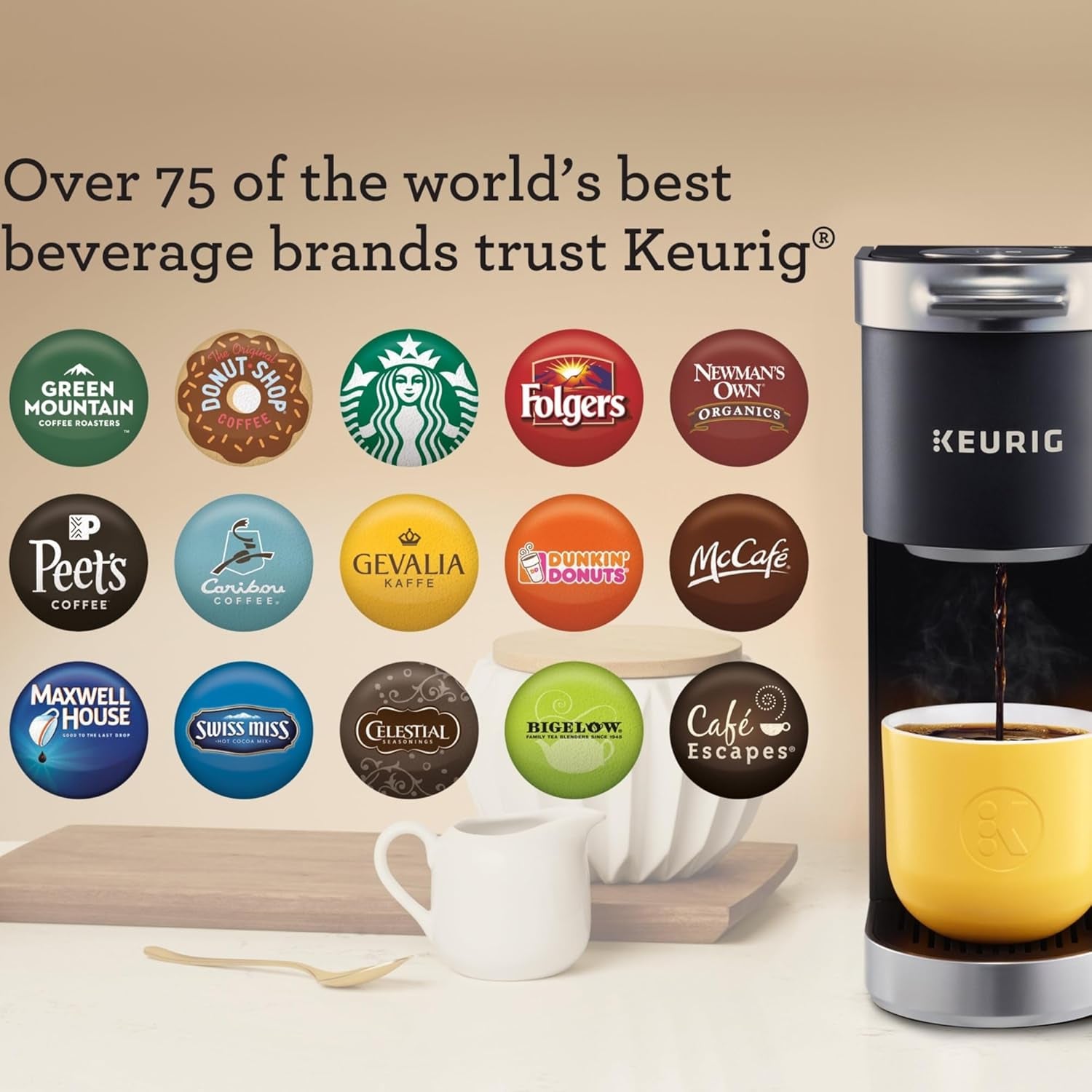 K-Mini plus Single Serve K-Cup Pod Coffee Maker, with 6 to 12Oz Brew Size, Stores up to 9 K-Cup Pods, Travel Mug Friendly, Matte Black