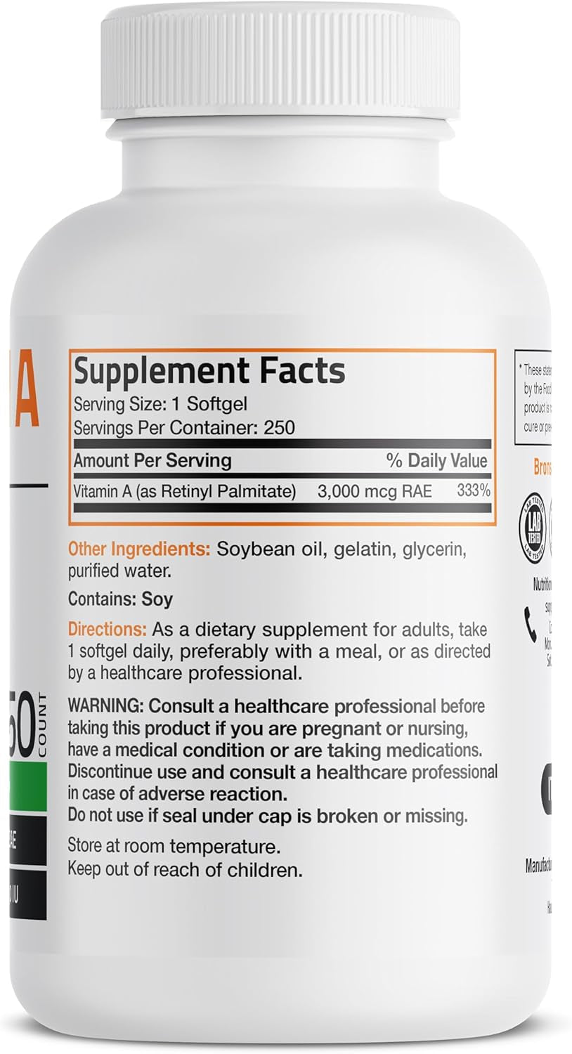 Vitamin a 10,000 IU Premium Non-Gmo Formula Supports Healthy Vision & Immune System and Healthy Growth & Reproduction, 250 Softgels