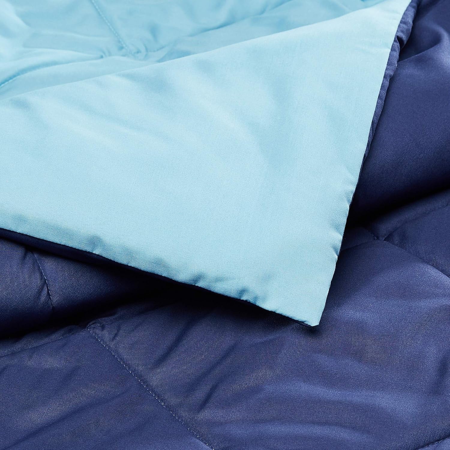 Reversible Lightweight Microfiber Comforter Blanket, Twin/Twin XL, Navy/Sky Blue