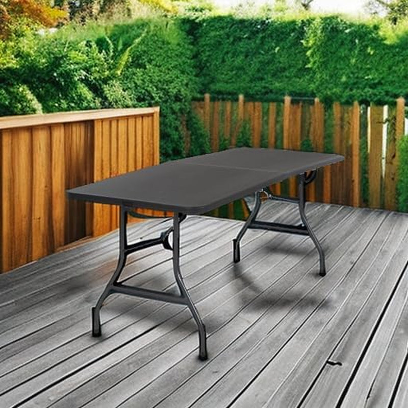 Molded Folding Banquet Table W/Handle, 6Ft, Black