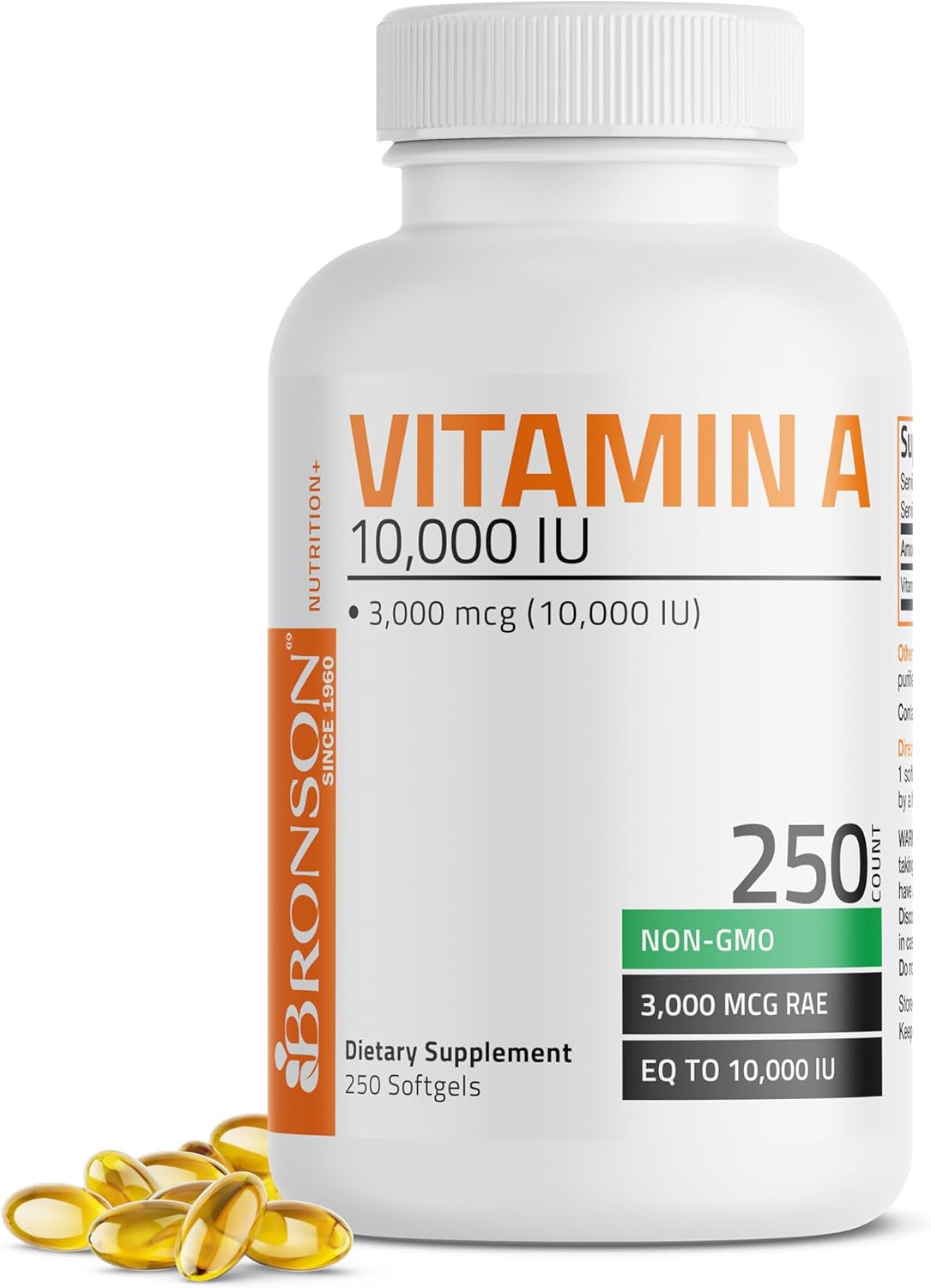 Vitamin a 10,000 IU Premium Non-Gmo Formula Supports Healthy Vision & Immune System and Healthy Growth & Reproduction, 250 Softgels