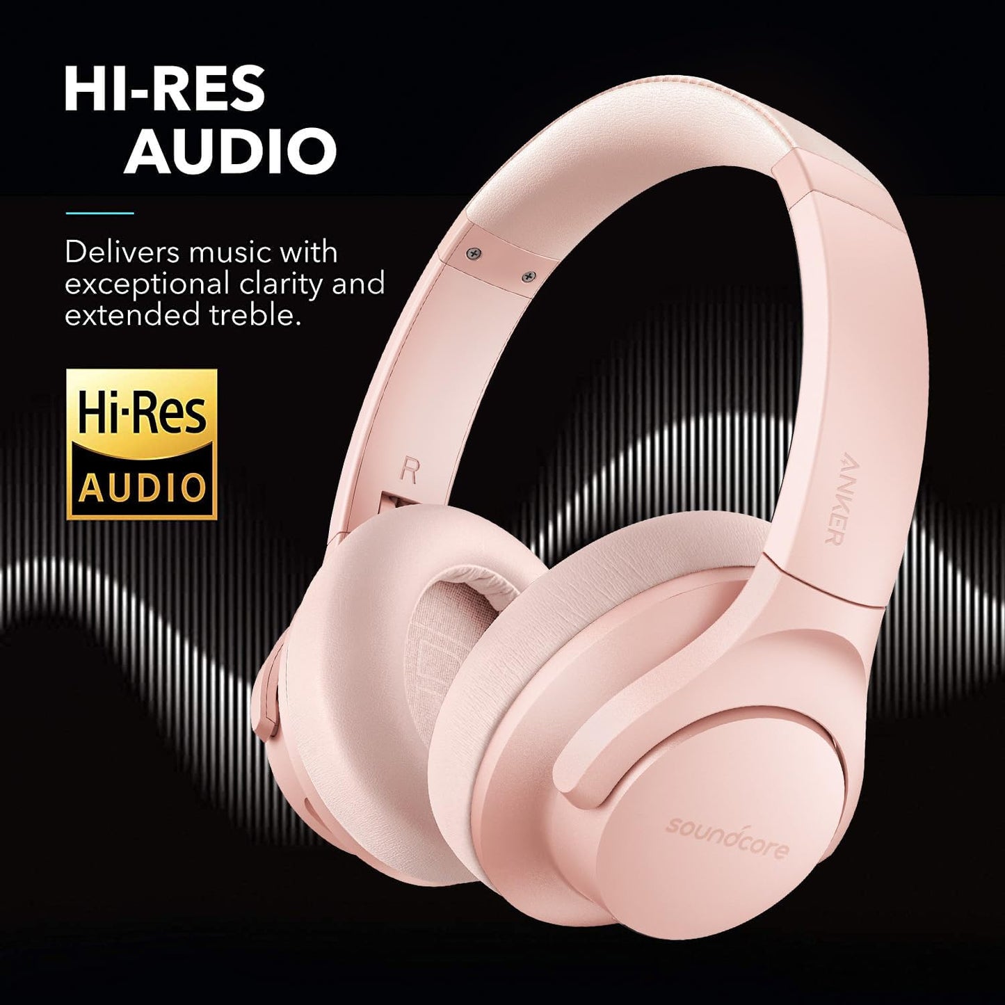 Life Q20 Hybrid Active Noise Cancelling Headphones, Wireless over Ear Bluetooth Headphones, 60H Playtime, Hi-Res Audio, Deep Bass, Memory Foam Ear Cups, for Travel, Home Office