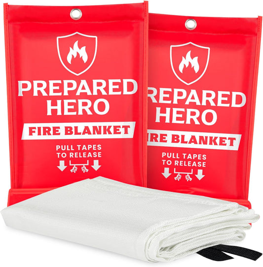 Emergency Fire Blanket - 2 Pack - Fire Suppression Blanket for Kitchen, 40” X 40” Fire Blanket for Home, Fiberglass Fire Blanket