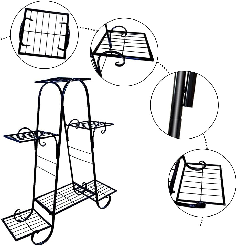 Elegant 6-Tier Metal Plant Stand - Space-Saving Black Design (29.9" x 9" x 29.1")