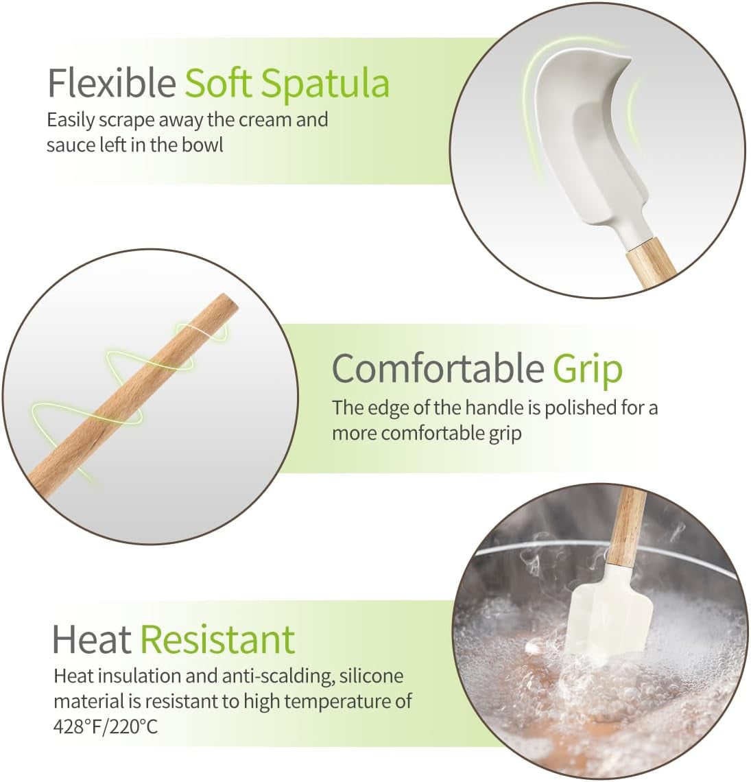 Silicone Spatula Set, Food Grade Rubber Spatula-4 Piece Nonstick Rubber Spatulas, Spoonula, Jar Scraper for Cooking, Baking, Mixing, Frosting - Heat Resistant up to 600°F（Dishwasher Safe ）
