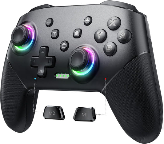 Switch Controllers Wireless, Compatible with Switch Pro Controllers for Switch/Switch Lite/Oled/Pc, One-Key Pairing Gamepad with 9-Color RGB Leds 1000Mah Battery 6-Axis Motion Wake up Function