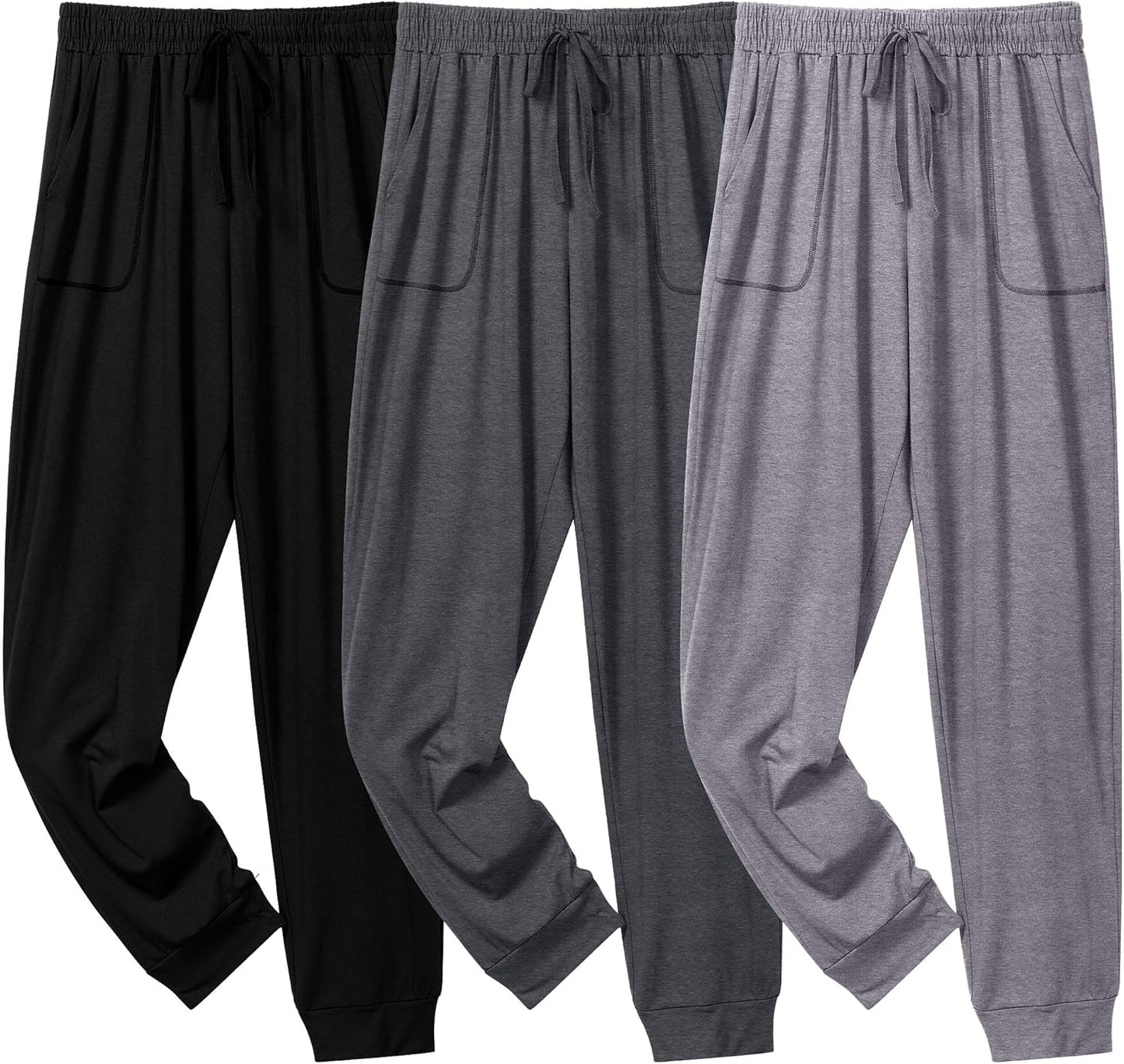 3 Pack Men'S Joggers, Soft Sweatpants with Pockets Lightweight Lounge Pajama Pants for Men Casual, Running, Workout