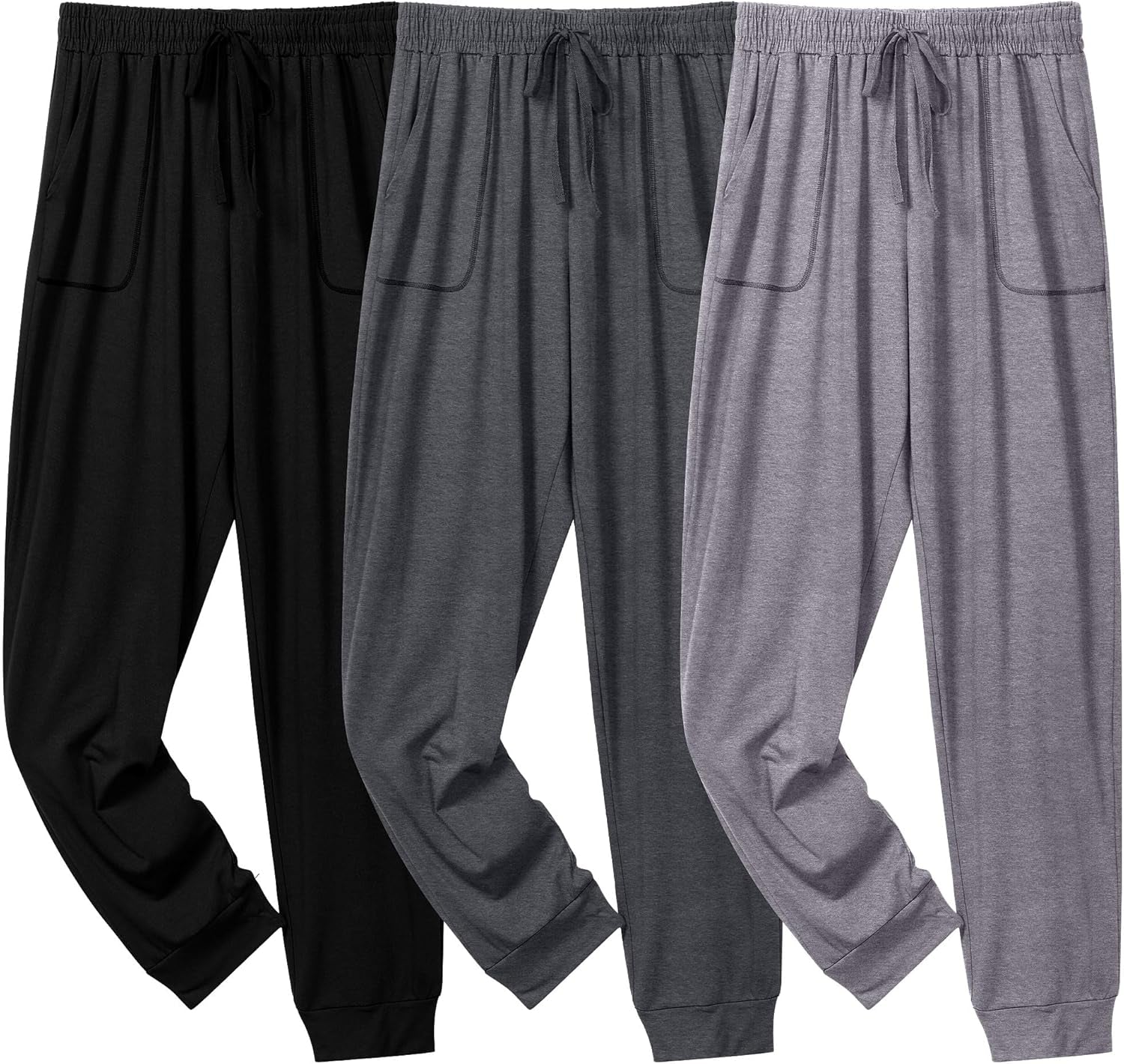 3 Pack Men'S Joggers, Soft Sweatpants with Pockets Lightweight Lounge Pajama Pants for Men Casual, Running, Workout
