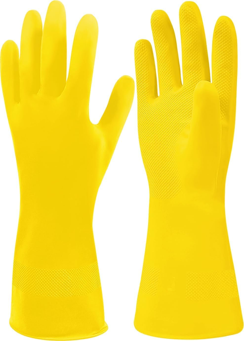 2 Pairs Cleaning Gloves, Reusable Natural Rubber Dish Gloves, Latex Non-Slip Gloves for Kitchen, Household