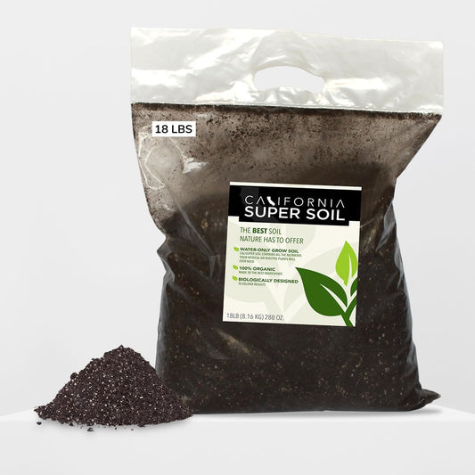 California Super Soil Premium 100% Organic Super Soil - 18+ Nutrient Blend - Living Soil Technology - Potting and Garden Soil for Indoor Grow Kit - 18Lbs Bag - Grows 6 Plants