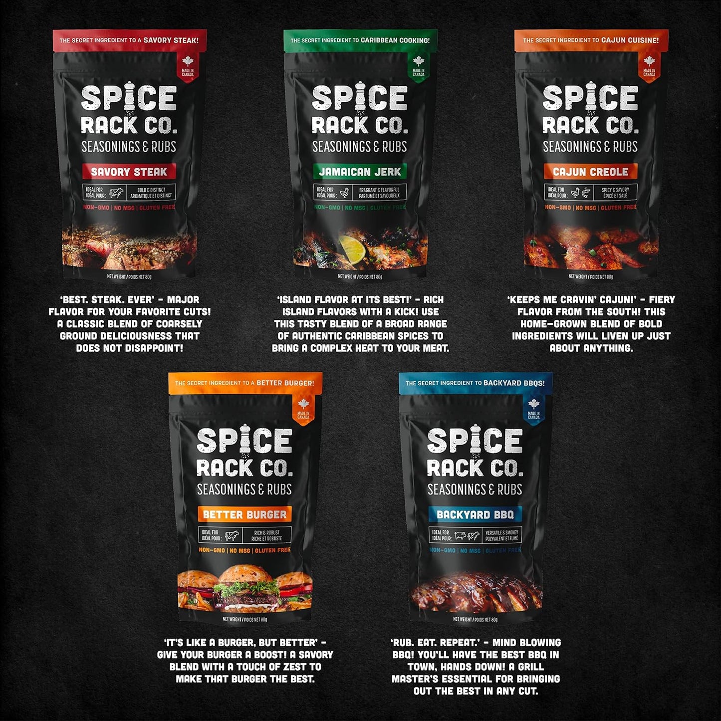 BBQ Spices and Rubs Gift Set - Spice Rack Co BBQ Rub Gift Sets, Grill Seasoning Gift Set of 5 Flavors, Grilling Spices Gift Sets for Men & BBQ Gifts for Men, BBQ Seasonings and Rubs Gift Set of 5