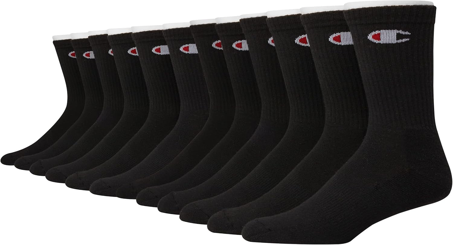 Men'S Double Dry Moisture Wicking Crew Socks; 6, 8, 12 Packs Available