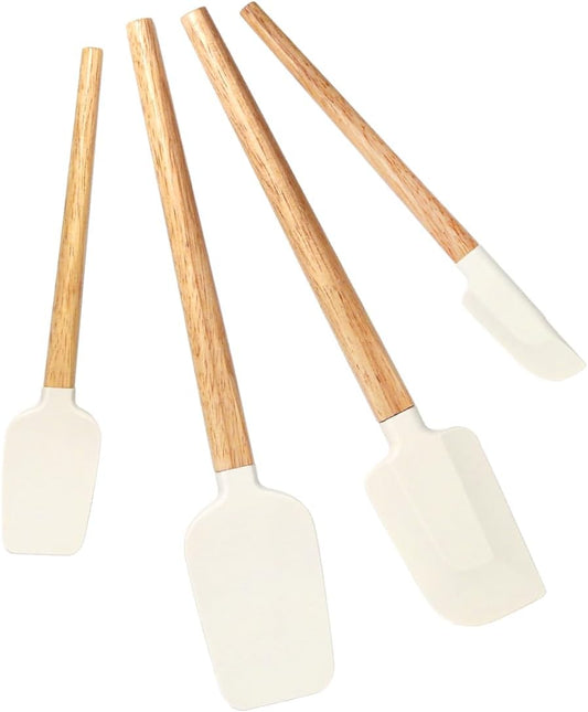 Silicone Spatula Set, Food Grade Rubber Spatula-4 Piece Nonstick Rubber Spatulas, Spoonula, Jar Scraper for Cooking, Baking, Mixing, Frosting - Heat Resistant up to 600°F（Dishwasher Safe ）