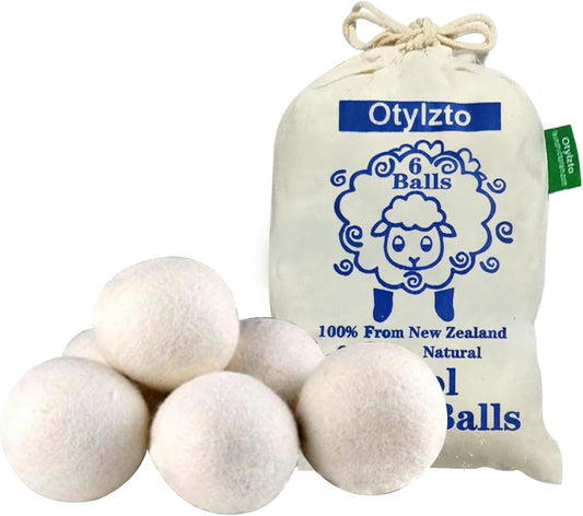 Wool Dryer Balls 6-Pack, Drying Balls for Laundry,Reusable as Natural Fabric Softener, Reduce Clothing Wrinkles, Drying Clothes Faster Eco-Friendly